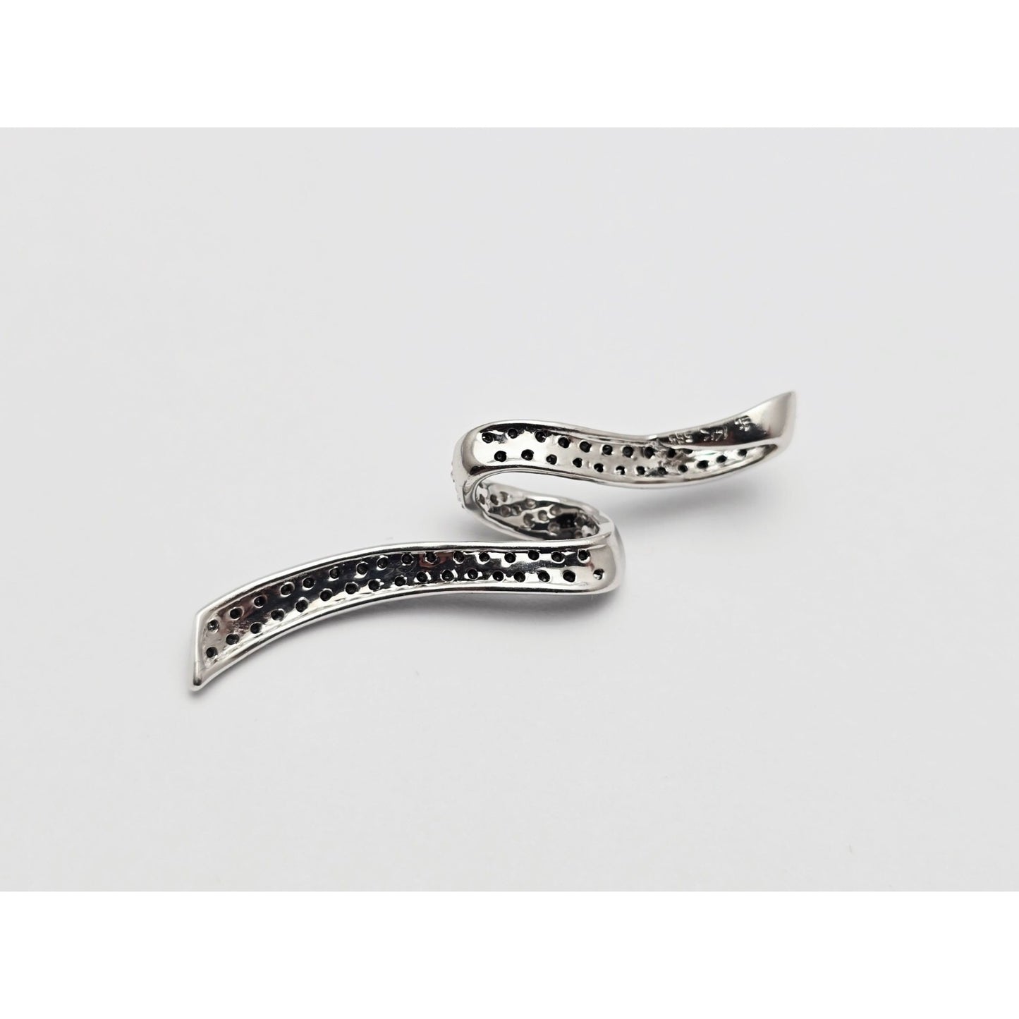 14K White Gold Twirl Swirl Black & White Diamond Charm Pendant