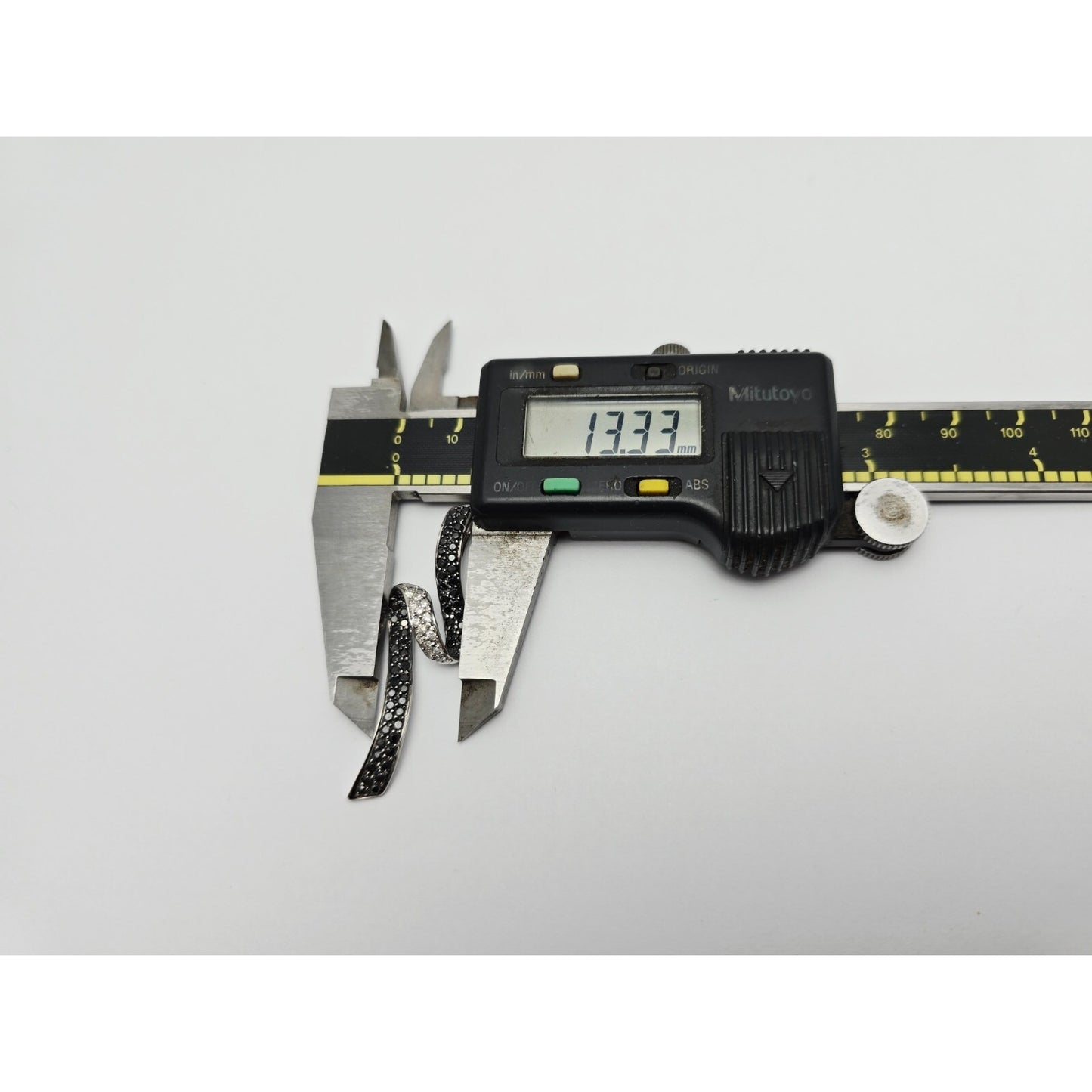 14K White Gold Twirl Swirl Black & White Diamond Charm Pendant