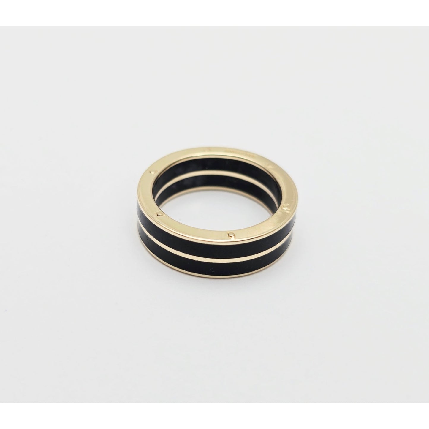 14K Yellow Gold Double Row Onyx Wedding Band Ring