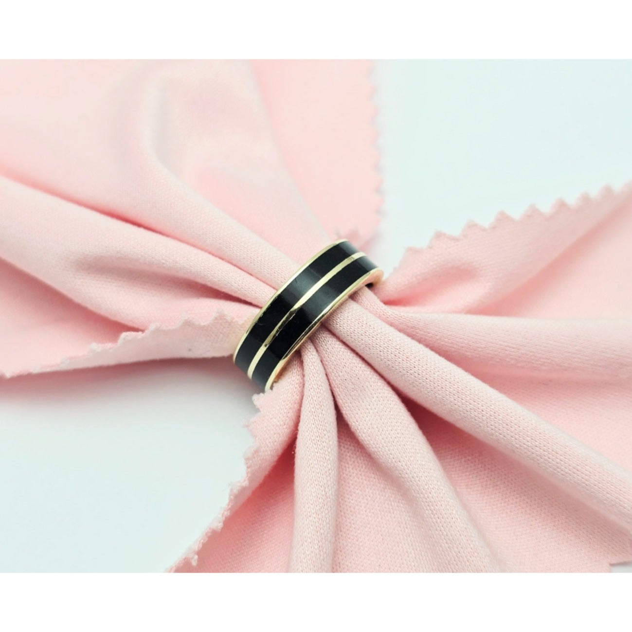 14K Yellow Gold Double Row Onyx Wedding Band Ring