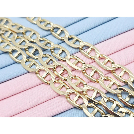 14K Yellow Gold Mariner Link Chain Necklace Italy