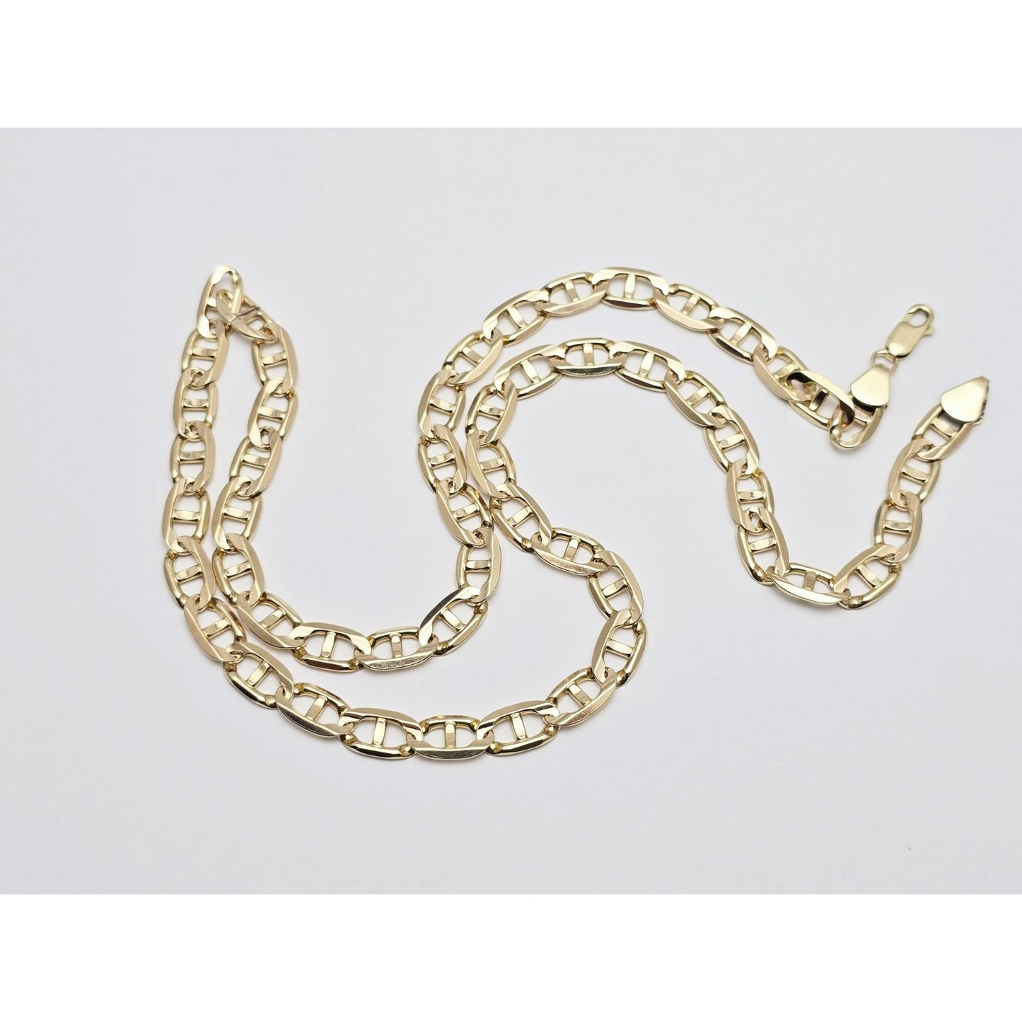 14K Yellow Gold Mariner Link Chain Necklace Italy