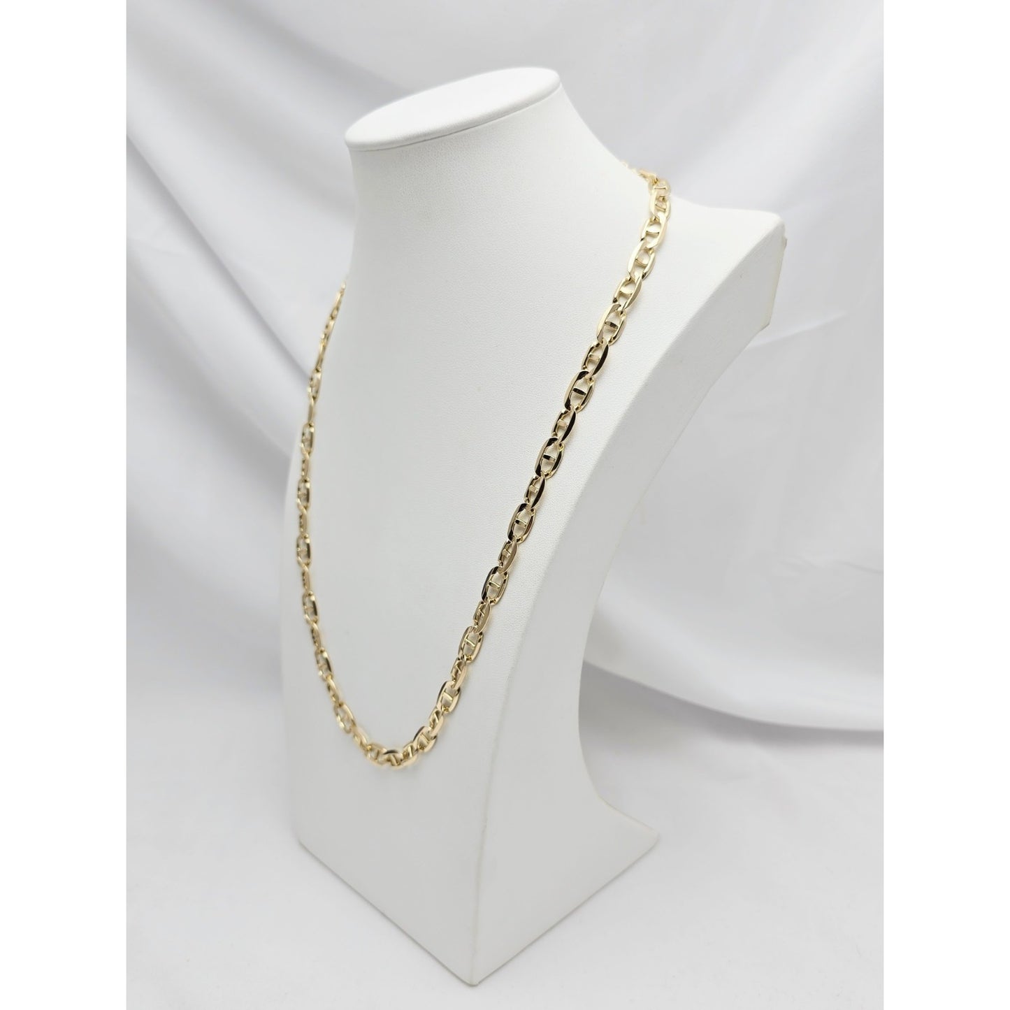 14K Yellow Gold Mariner Link Chain Necklace Italy