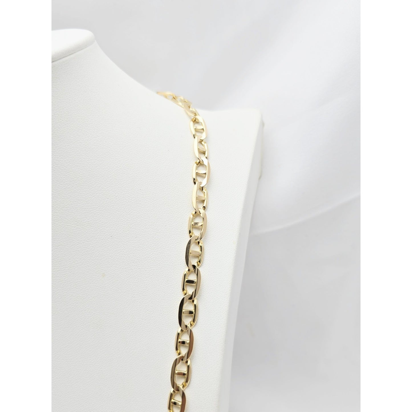 14K Yellow Gold Mariner Link Chain Necklace Italy