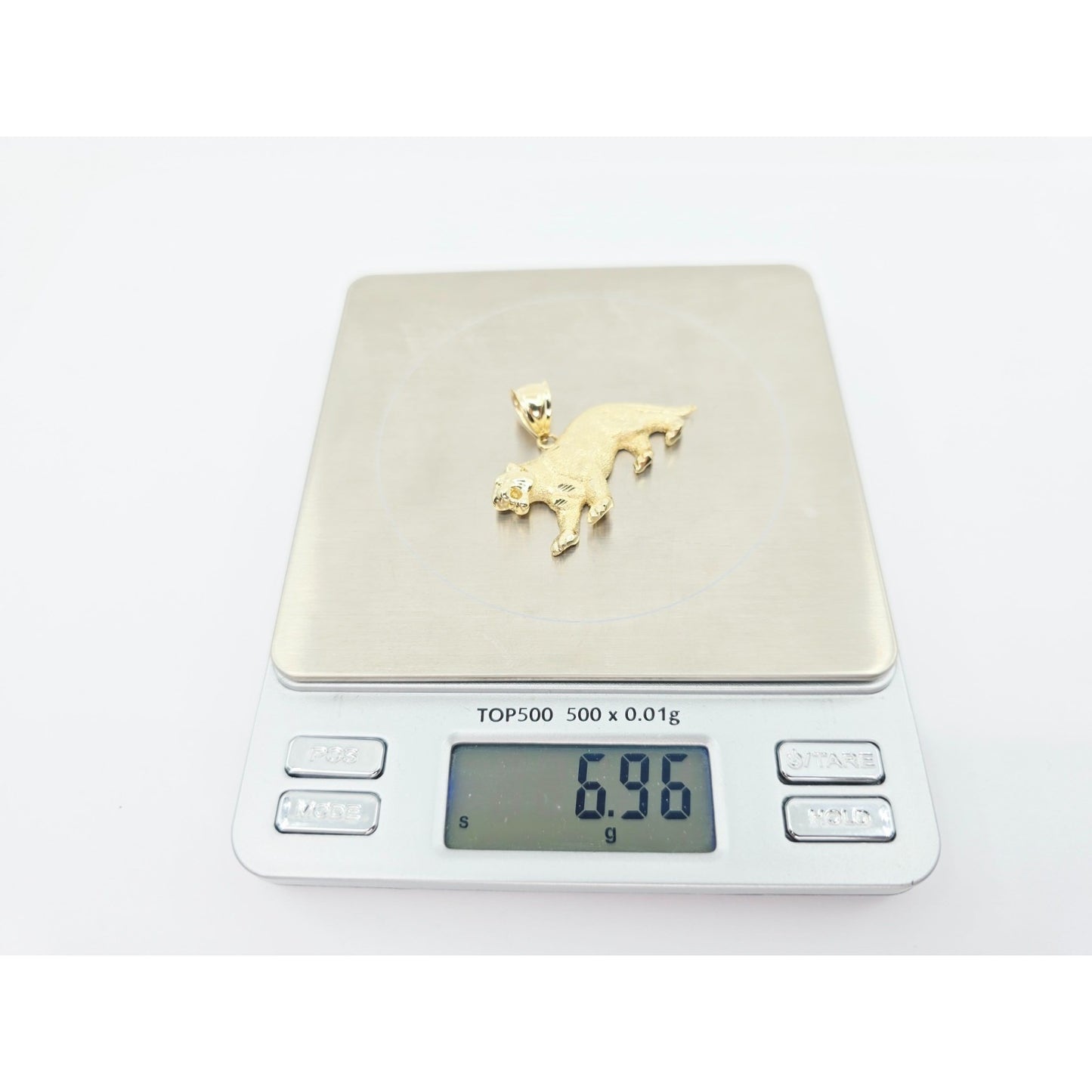 10K Yellow Gold Tiger Panther Leopard Jaguar Style Big Cat Charm Pendant