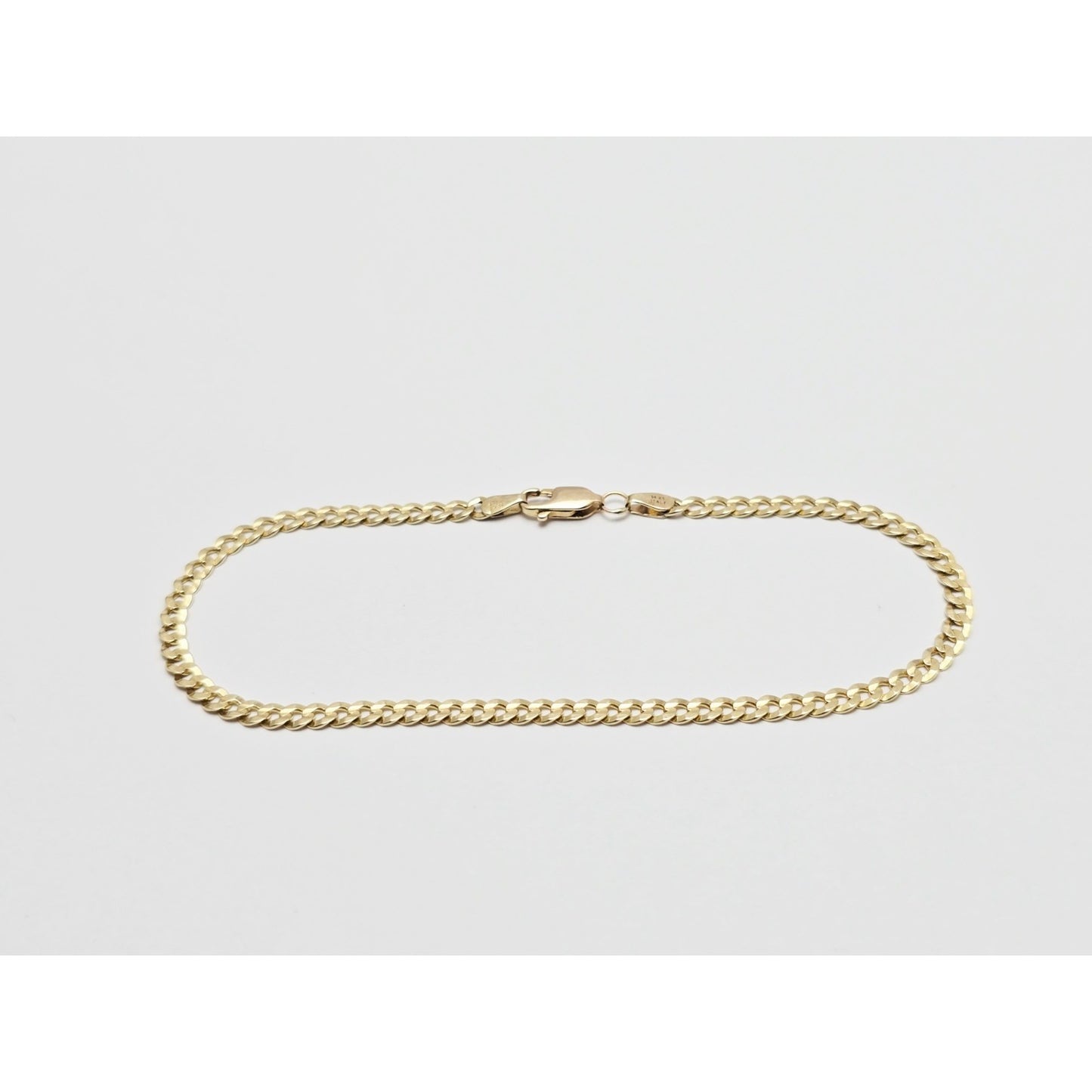 14K Yellow Gold Flat Curb Cuban Link Chain Bracelet