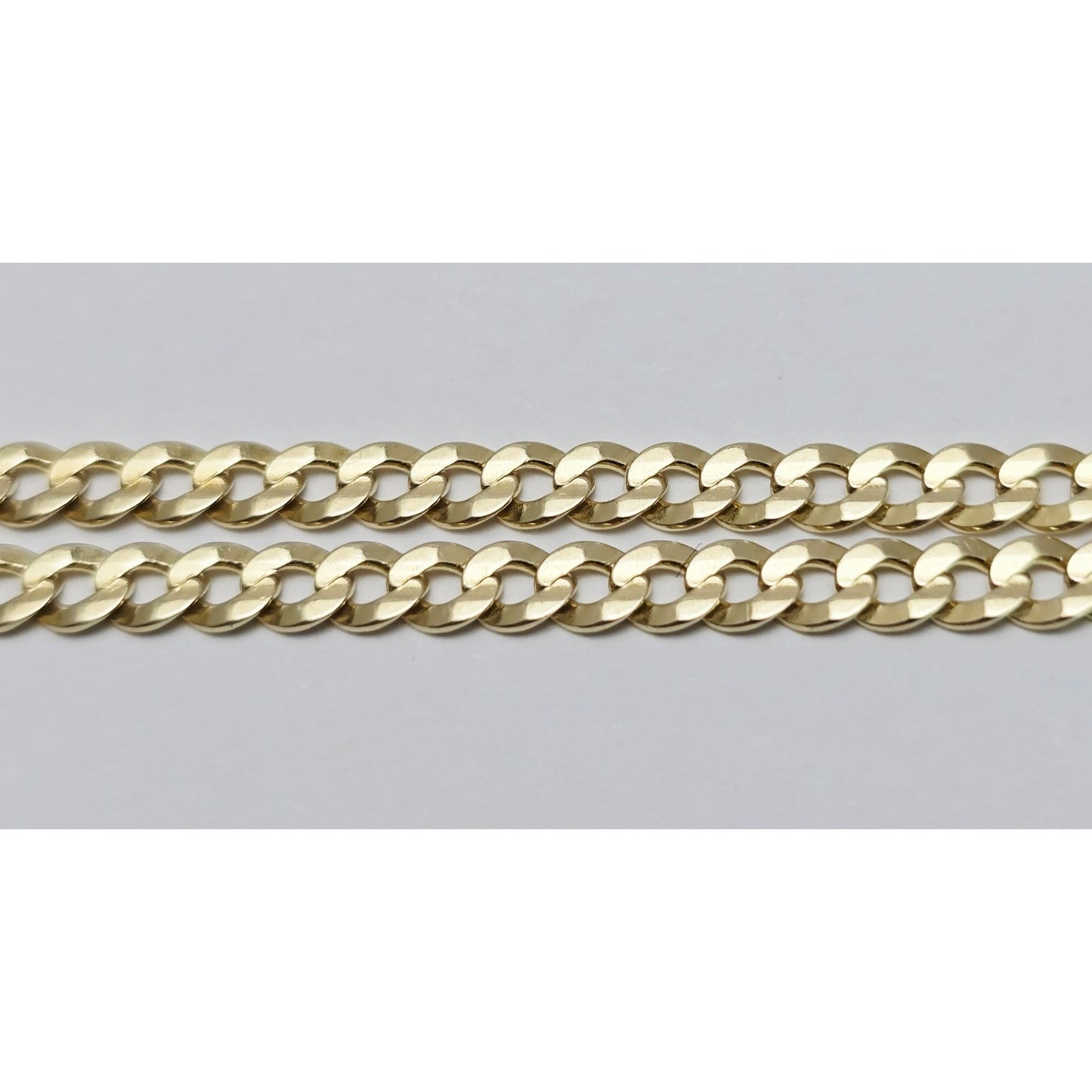 14K Yellow Gold Flat Curb Cuban Link Chain Bracelet