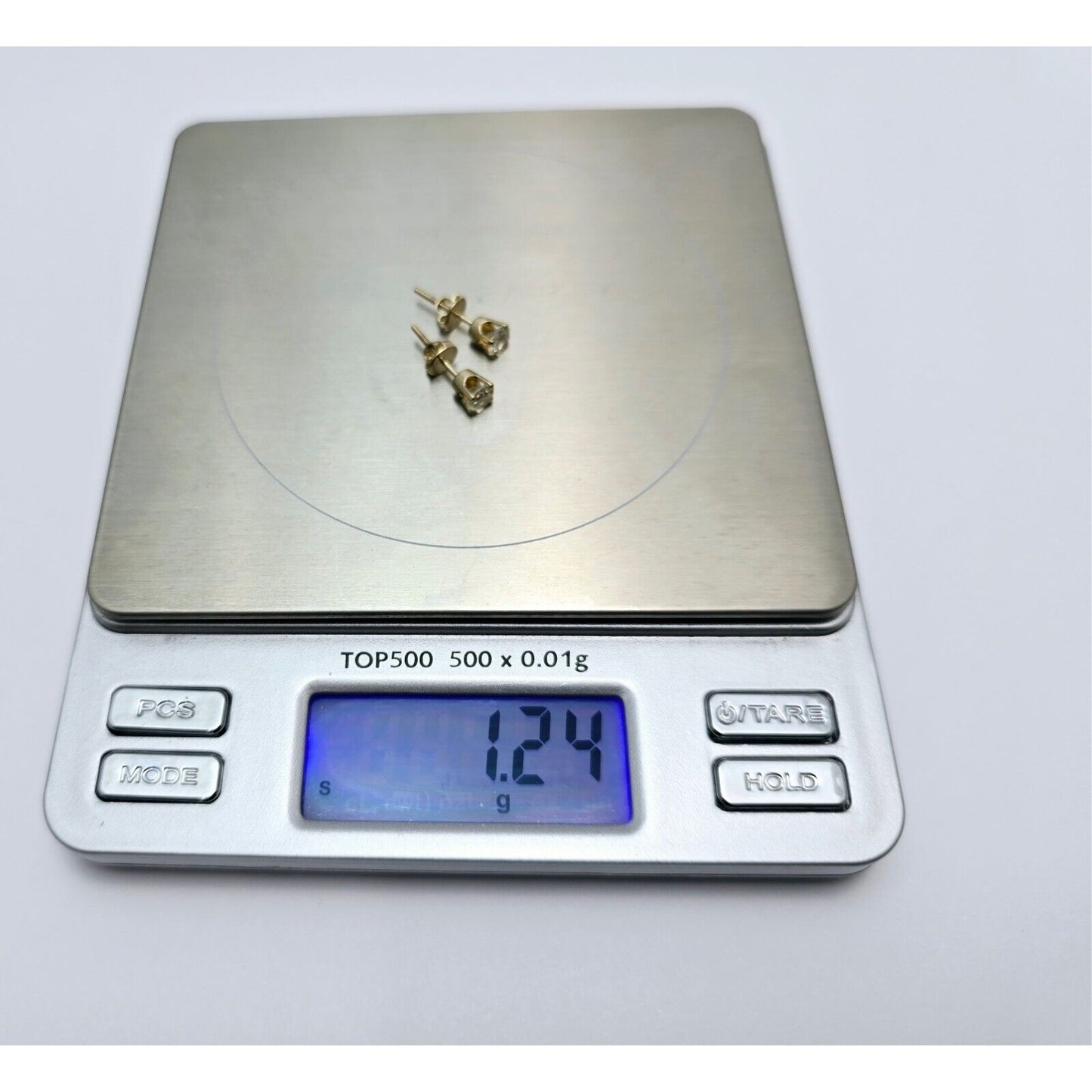 14K Yellow Gold Round Diamond Stud Earrings