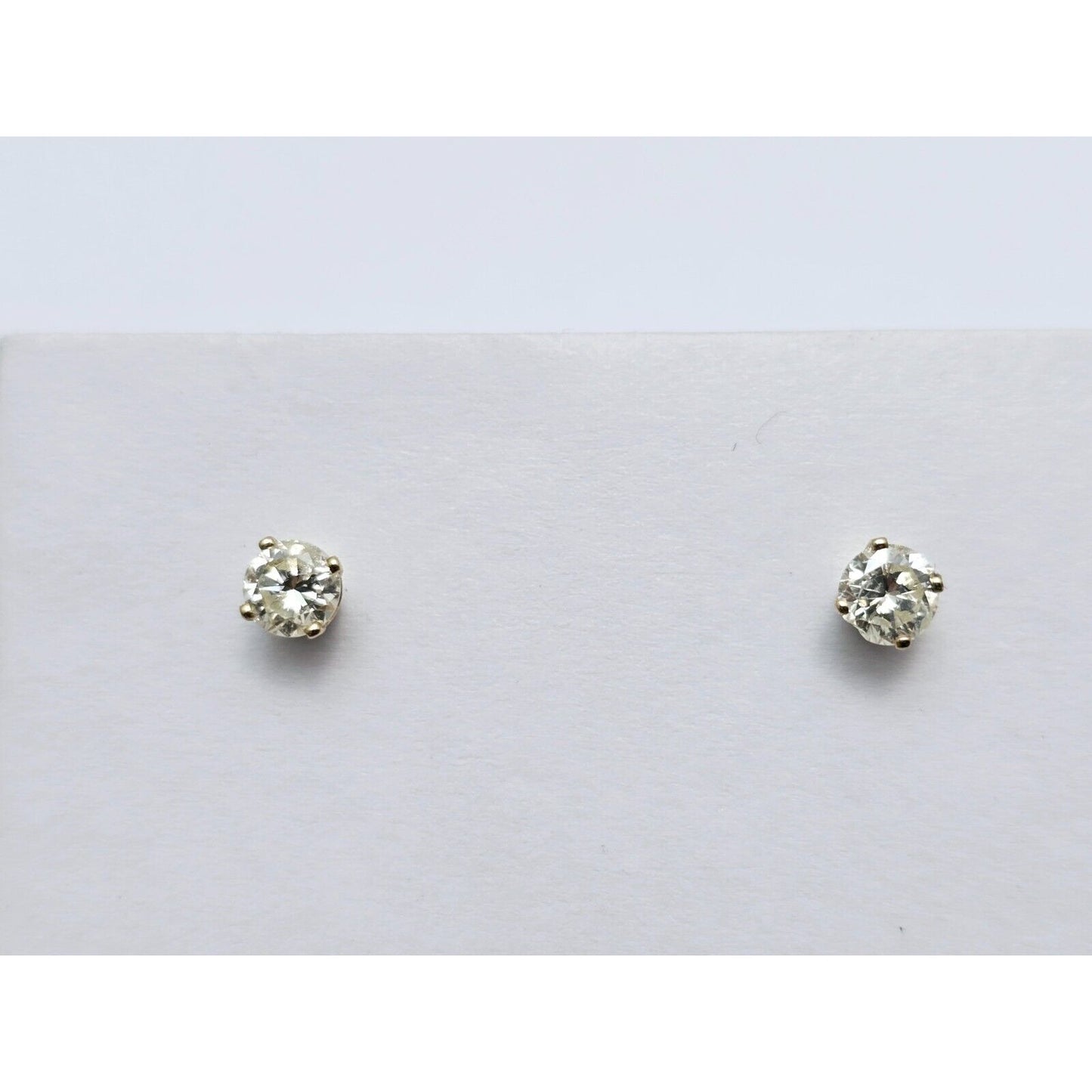 14K Yellow Gold Round Diamond Stud Earrings