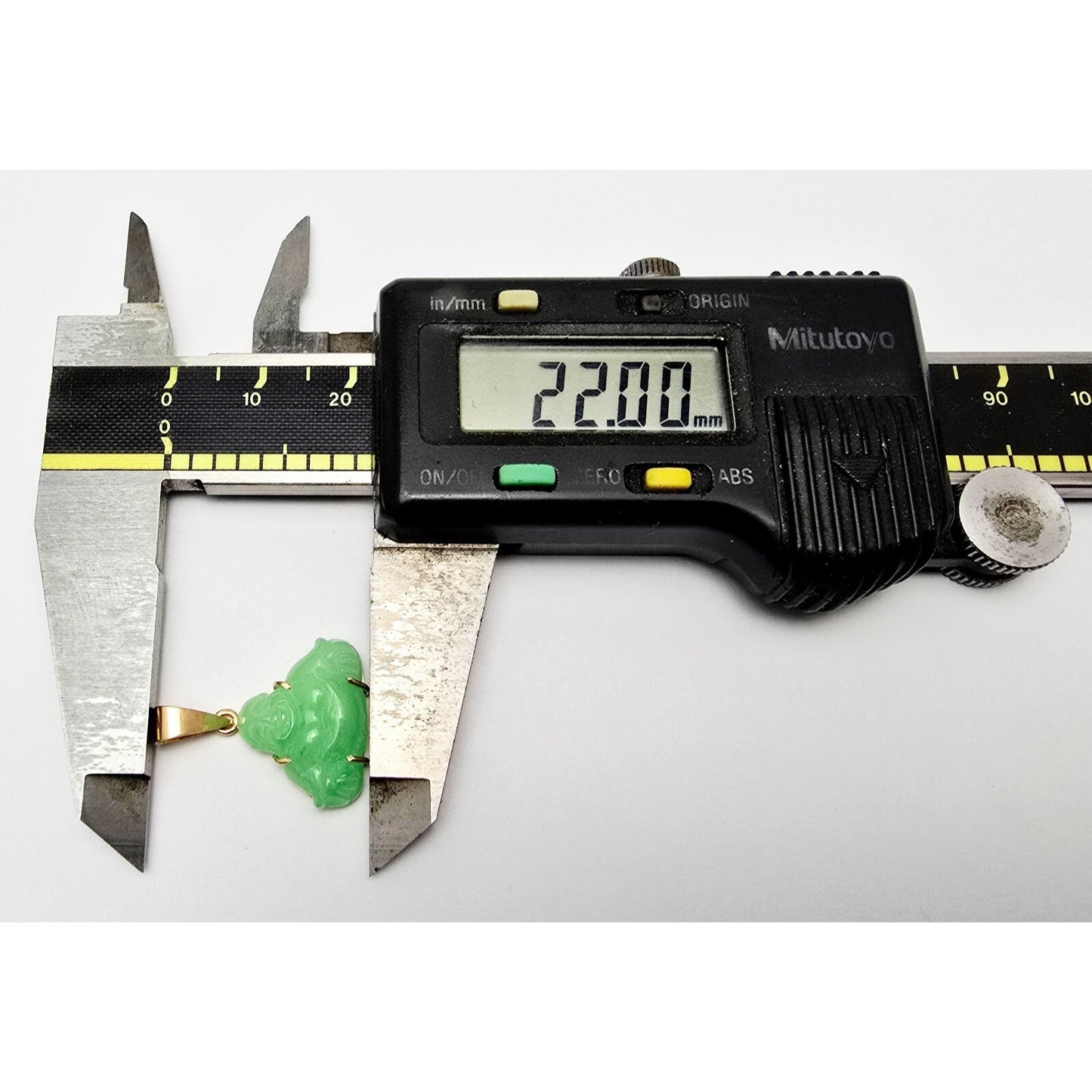 18K Yellow Gold Small Sized Green Jade Buddha Charm Pendant