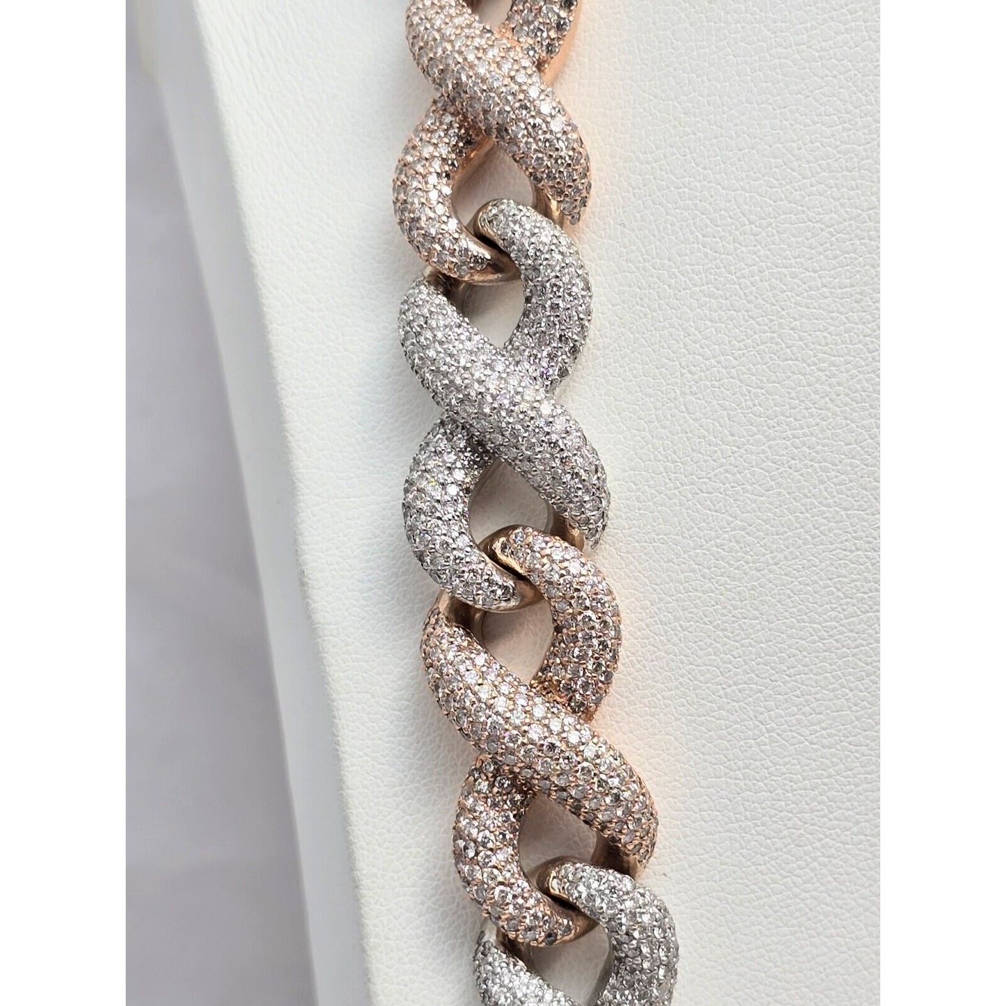 Large Heavy 10K Two Tone Gold Diamond Infinity Cuban Link Chain