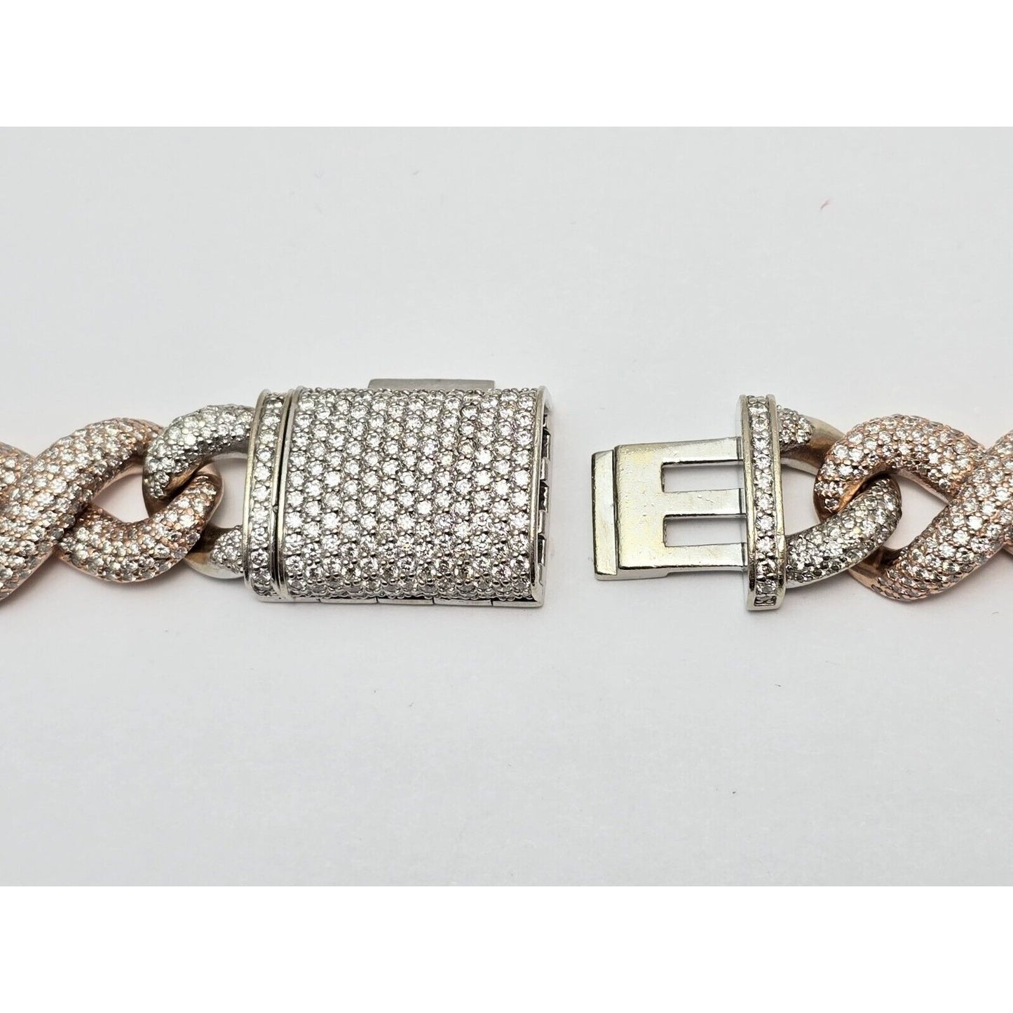 Large Heavy 10K Two Tone Gold Diamond Infinity Cuban Link Chain