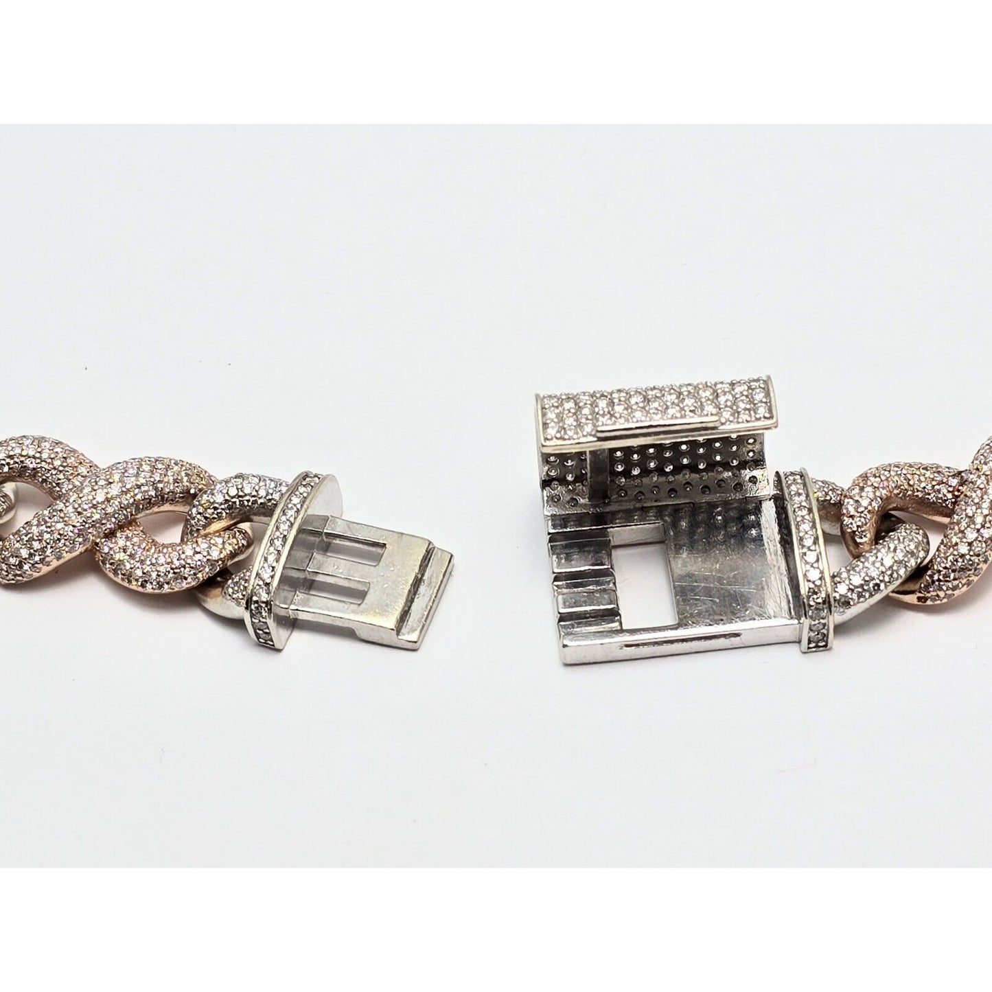 Large Heavy 10K Two Tone Gold Diamond Infinity Cuban Link Chain