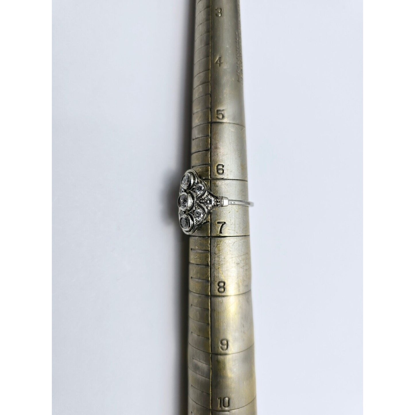 Vintage 14K White Gold Old Cut Diamond Cocktail Ring