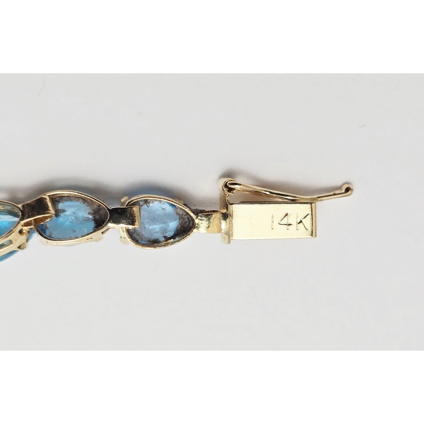14K Yellow Gold Blue Topaz Tennis Link Bracelet