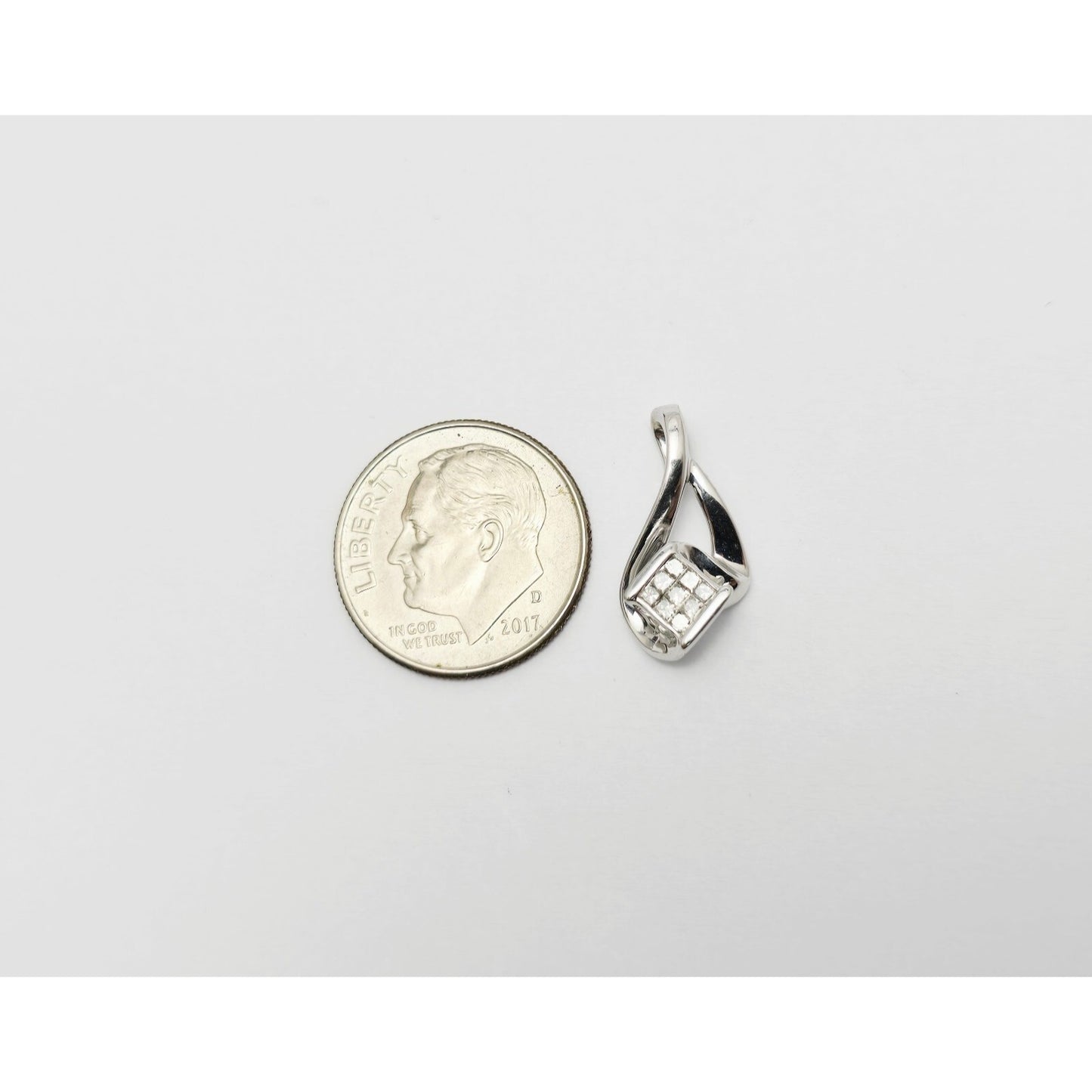 10K White Gold Rhombus Diamond Charm Pendant