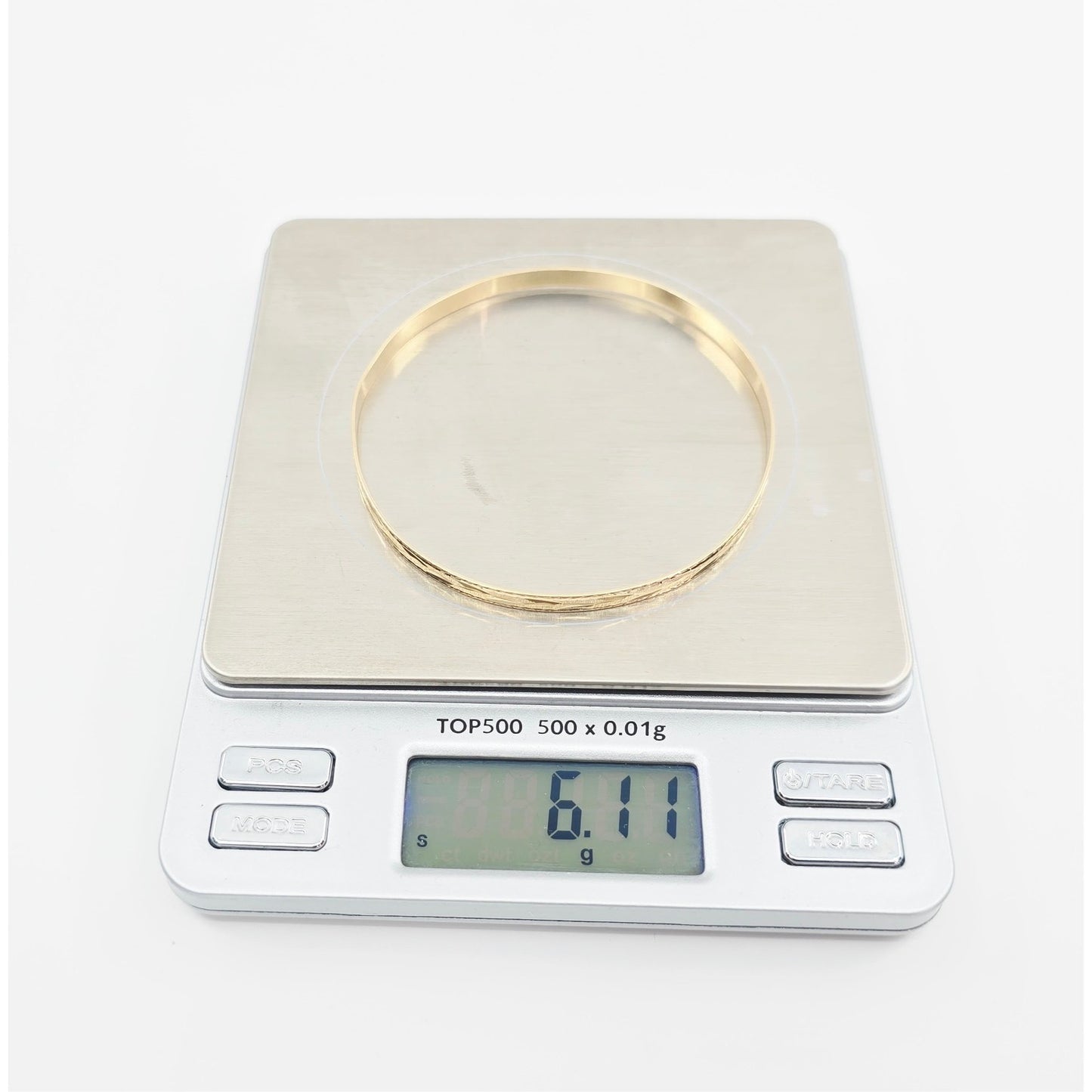 14K Yellow Gold Diamond Cut Bangle Bracelet