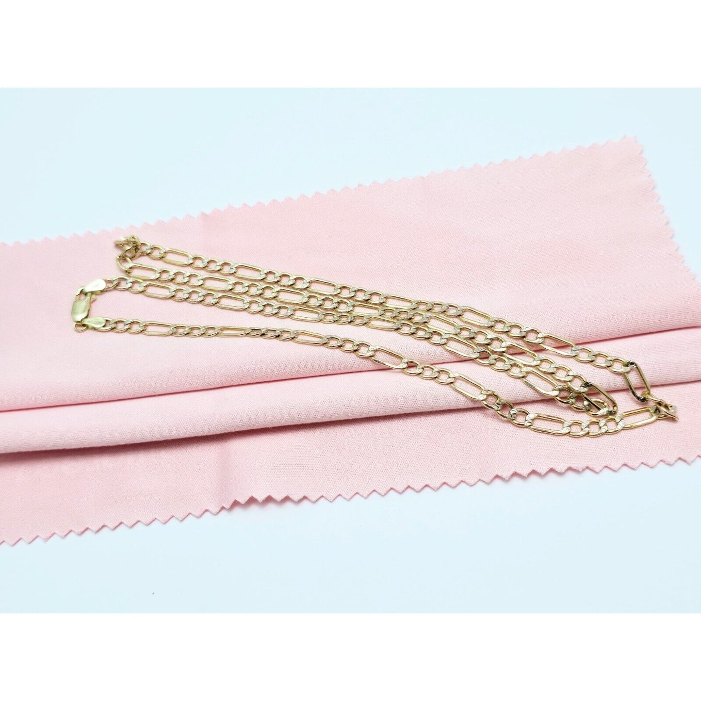 14K Two Tone Gold Diamond Cut Figaro Link Chain Necklace