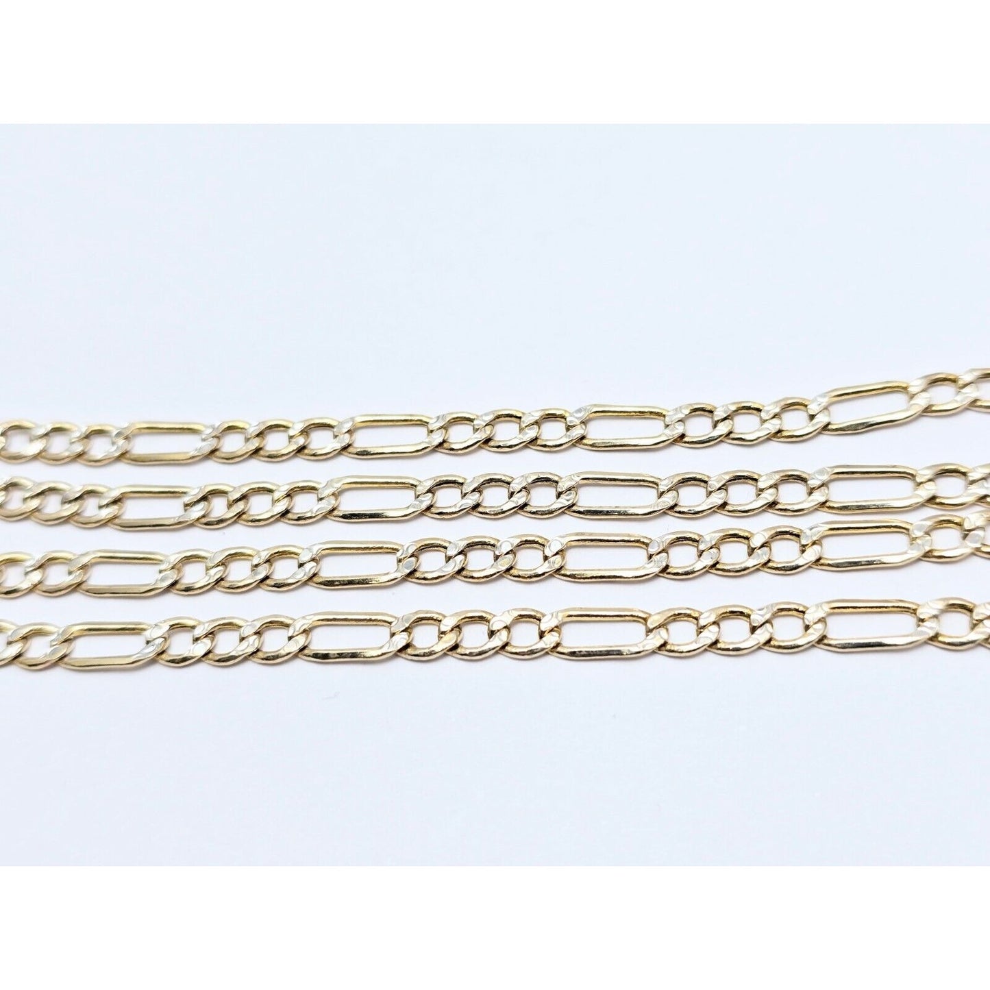 14K Two Tone Gold Diamond Cut Figaro Link Chain Necklace