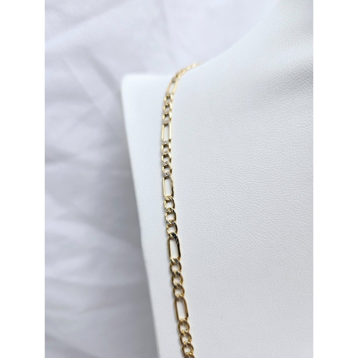 14K Two Tone Gold Diamond Cut Figaro Link Chain Necklace