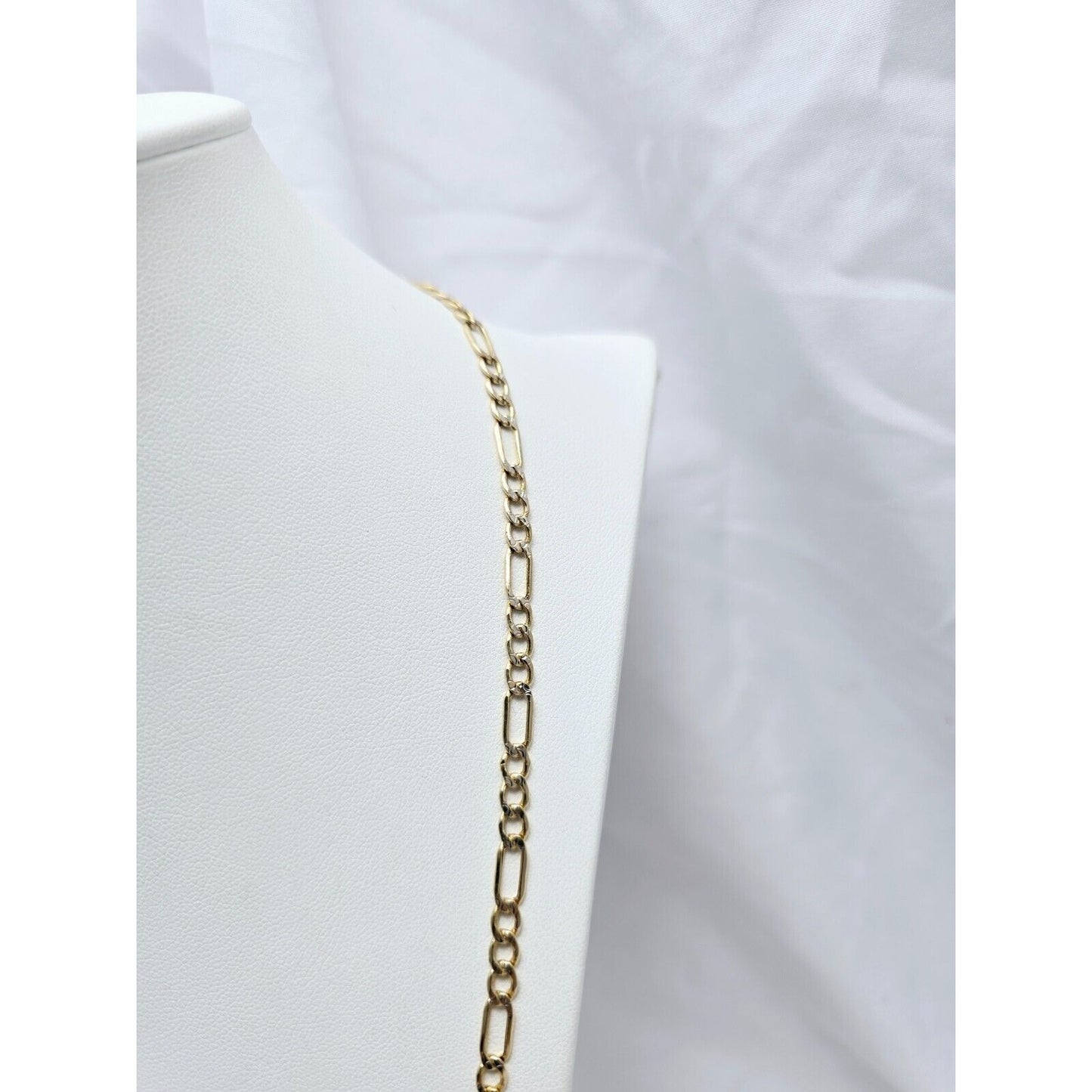 14K Two Tone Gold Diamond Cut Figaro Link Chain Necklace