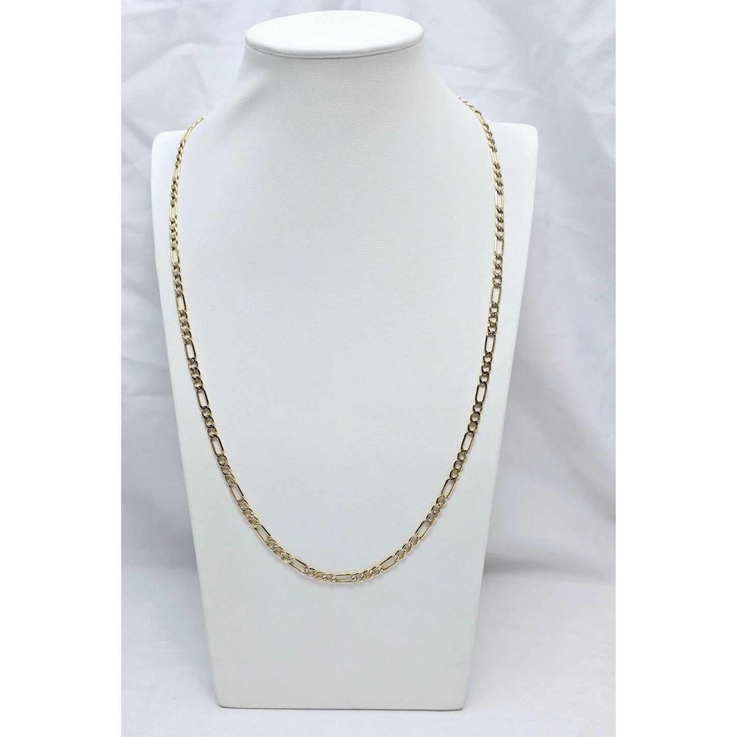 14K Two Tone Gold Diamond Cut Figaro Link Chain Necklace