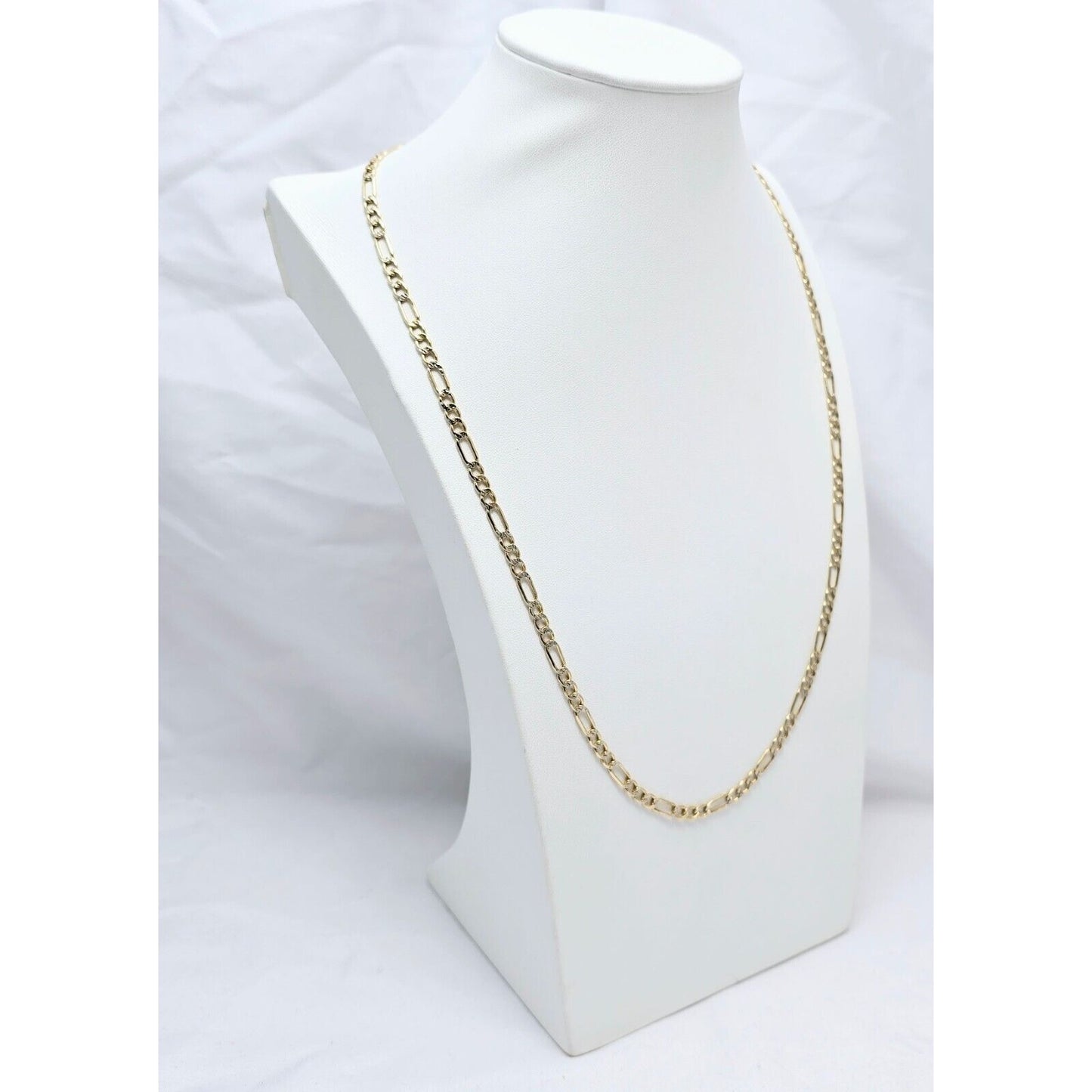 14K Two Tone Gold Diamond Cut Figaro Link Chain Necklace