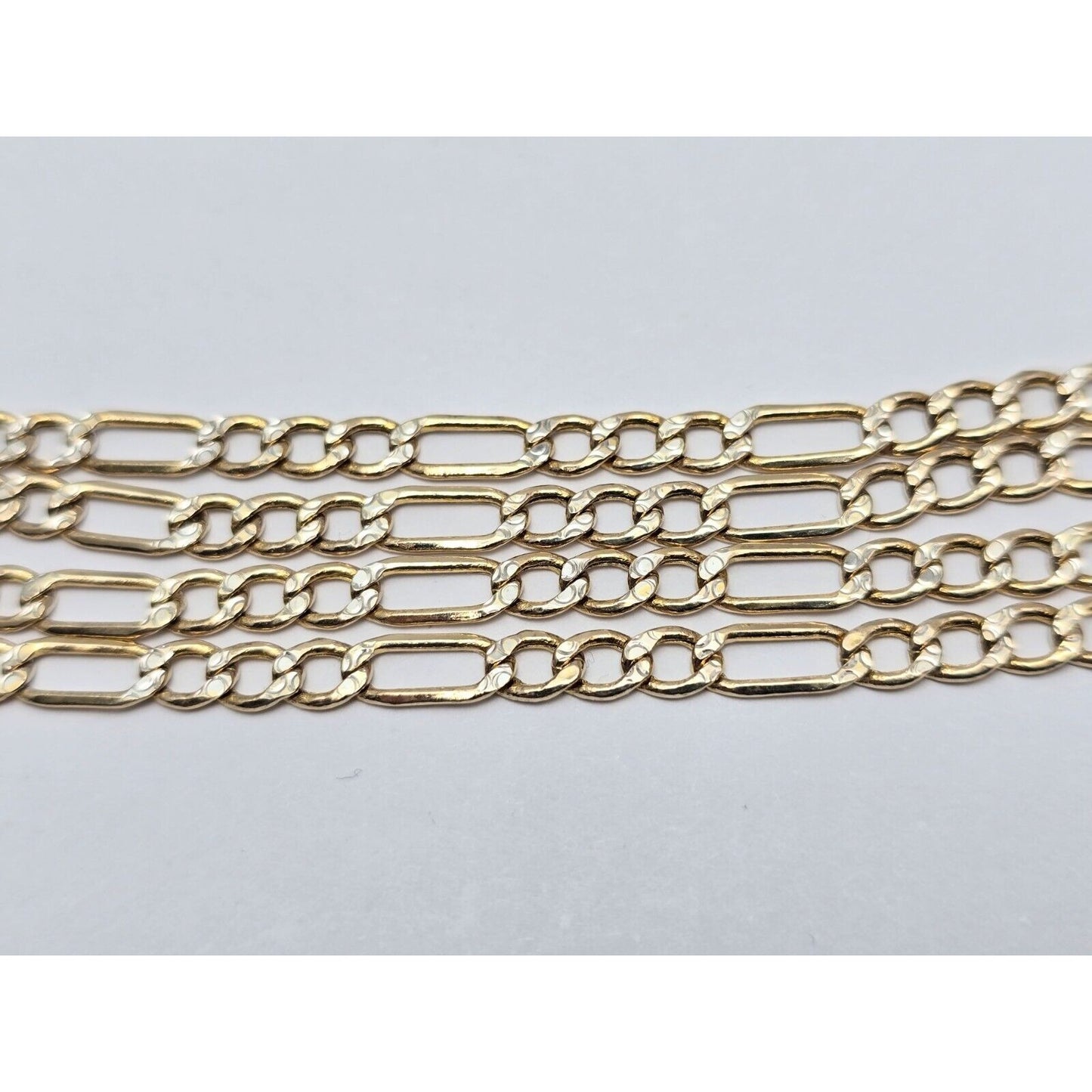 14K Two Tone Gold Diamond Cut Figaro Link Chain Necklace