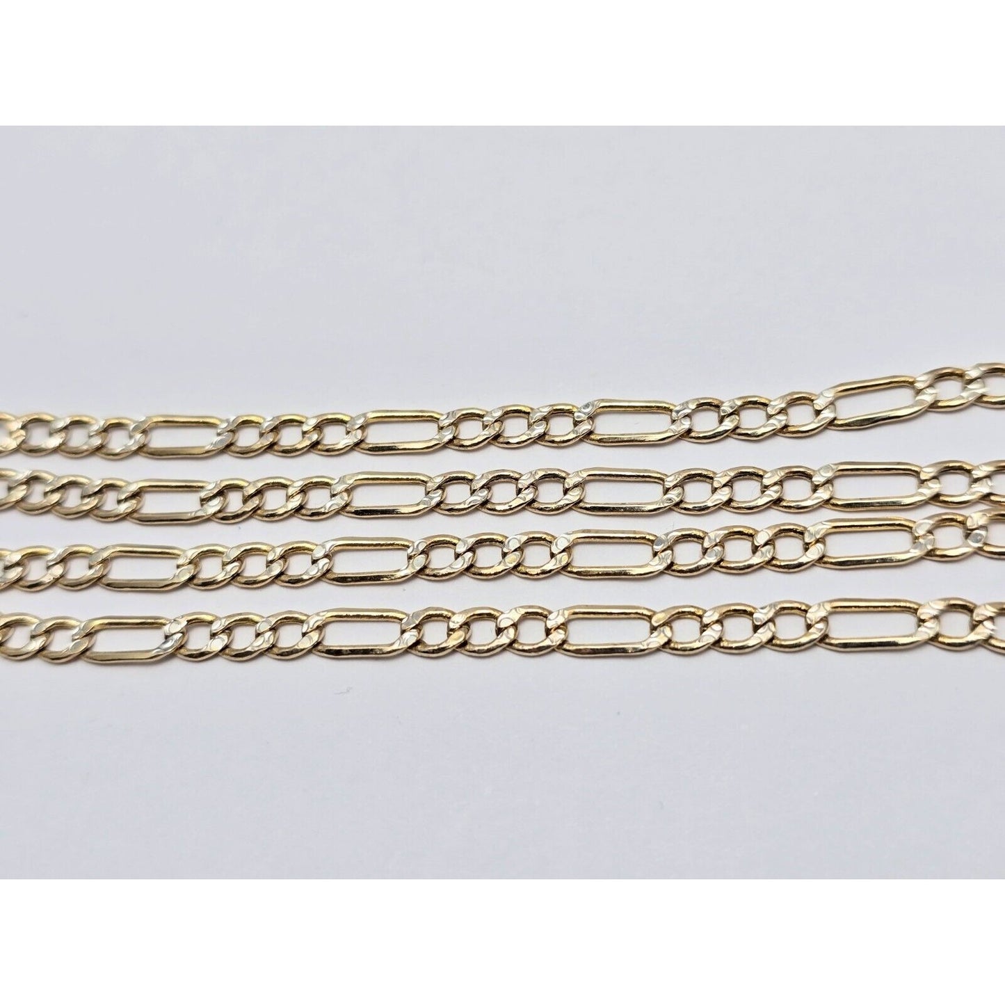 14K Two Tone Gold Diamond Cut Figaro Link Chain Necklace