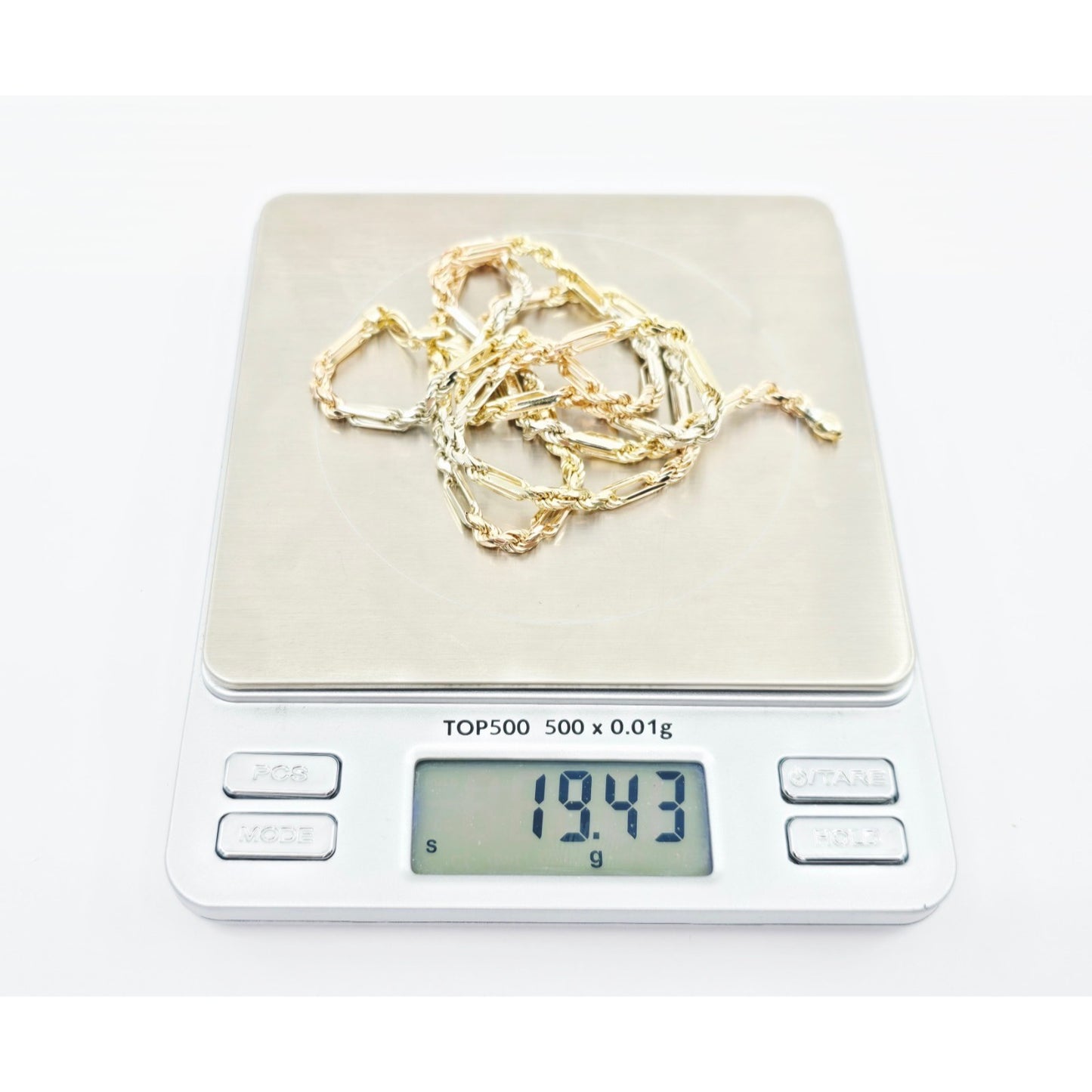 14K Tri Tone Gold Milano Rope Chain Necklace