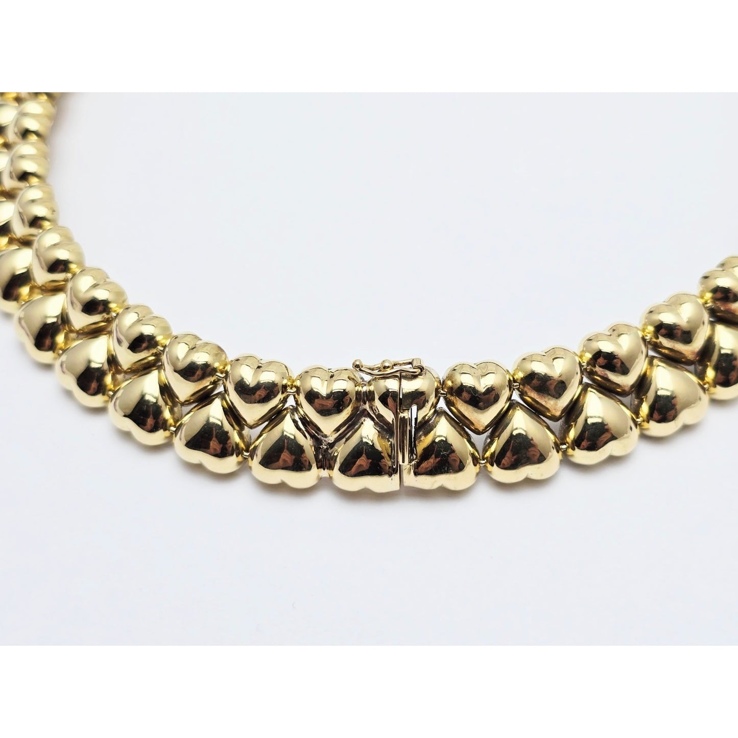 18K Two Tone Gold Antique Multi Heart Diamond Choker Link Necklace