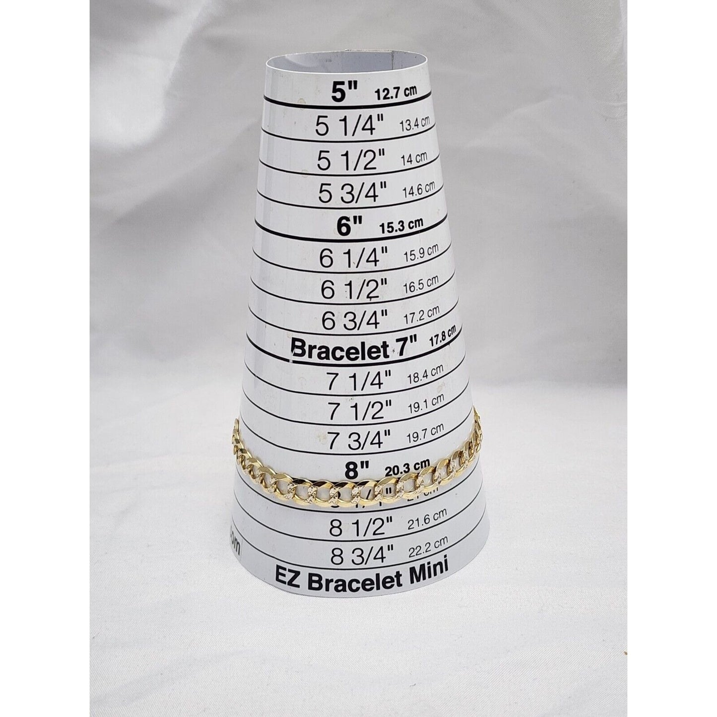 14K Two Tone Gold Diamond Cut Curb Cuban Link Chain Bracelet