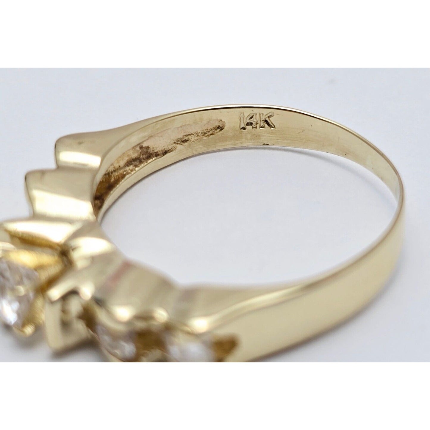 14K Yellow Gold 5 Stone CZ Ladies Ring