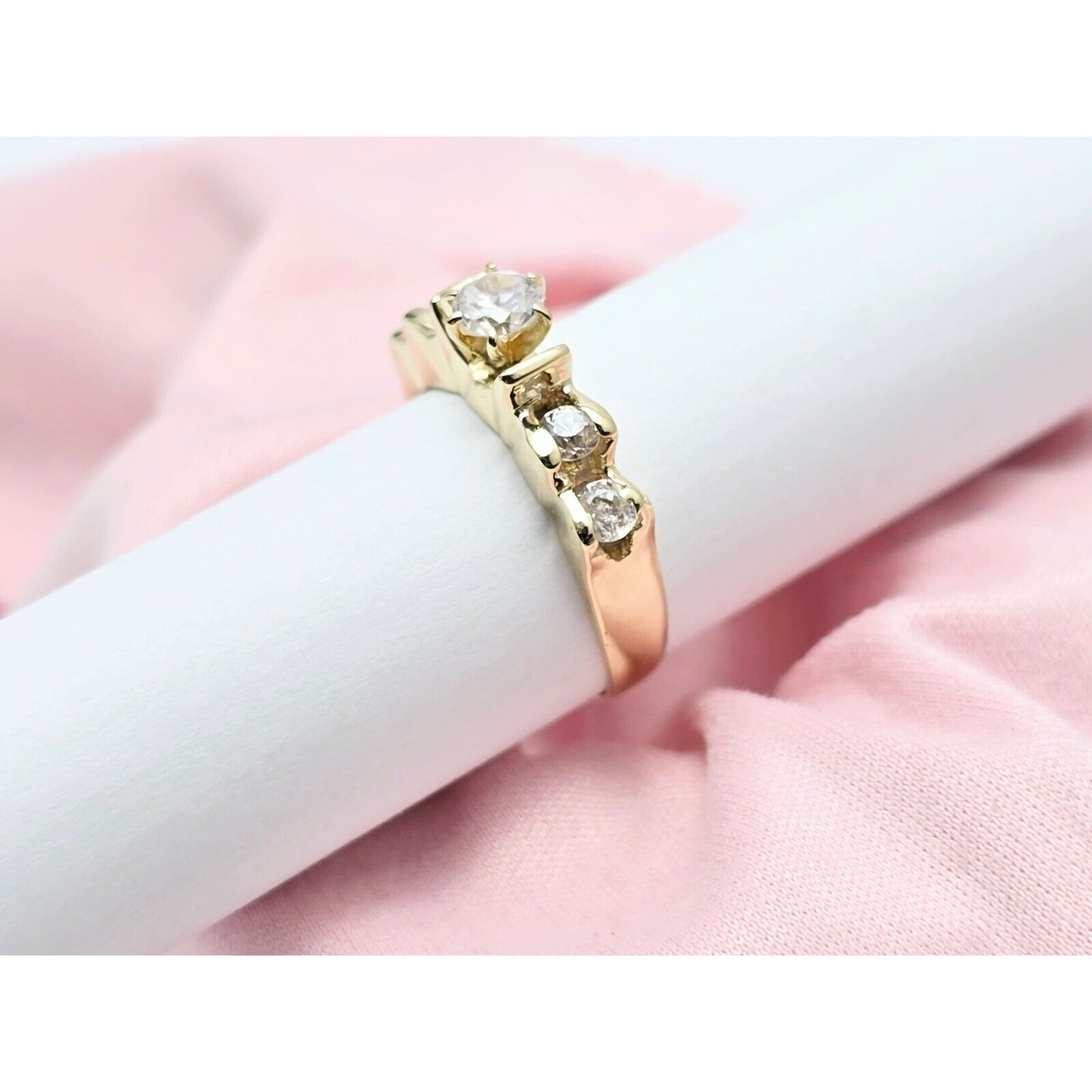 14K Yellow Gold 5 Stone CZ Ladies Ring