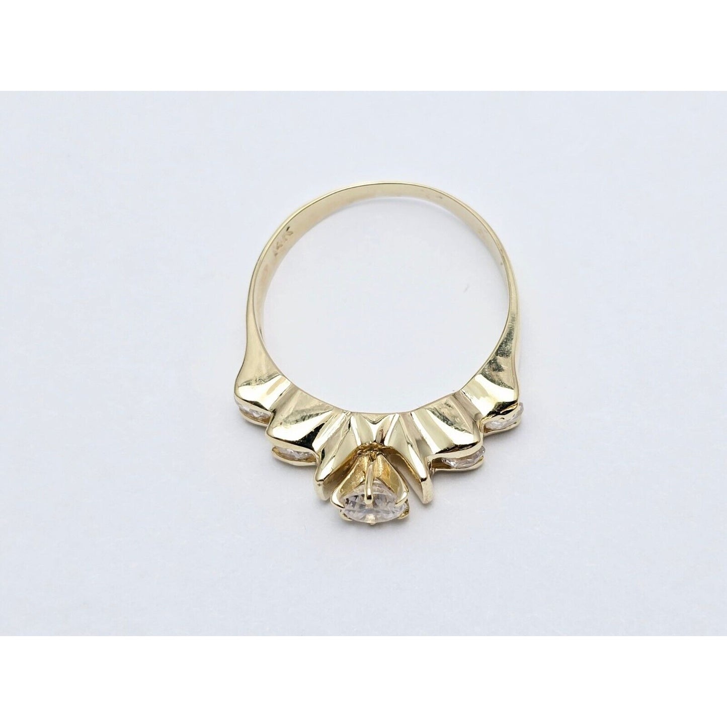 14K Yellow Gold 5 Stone CZ Ladies Ring