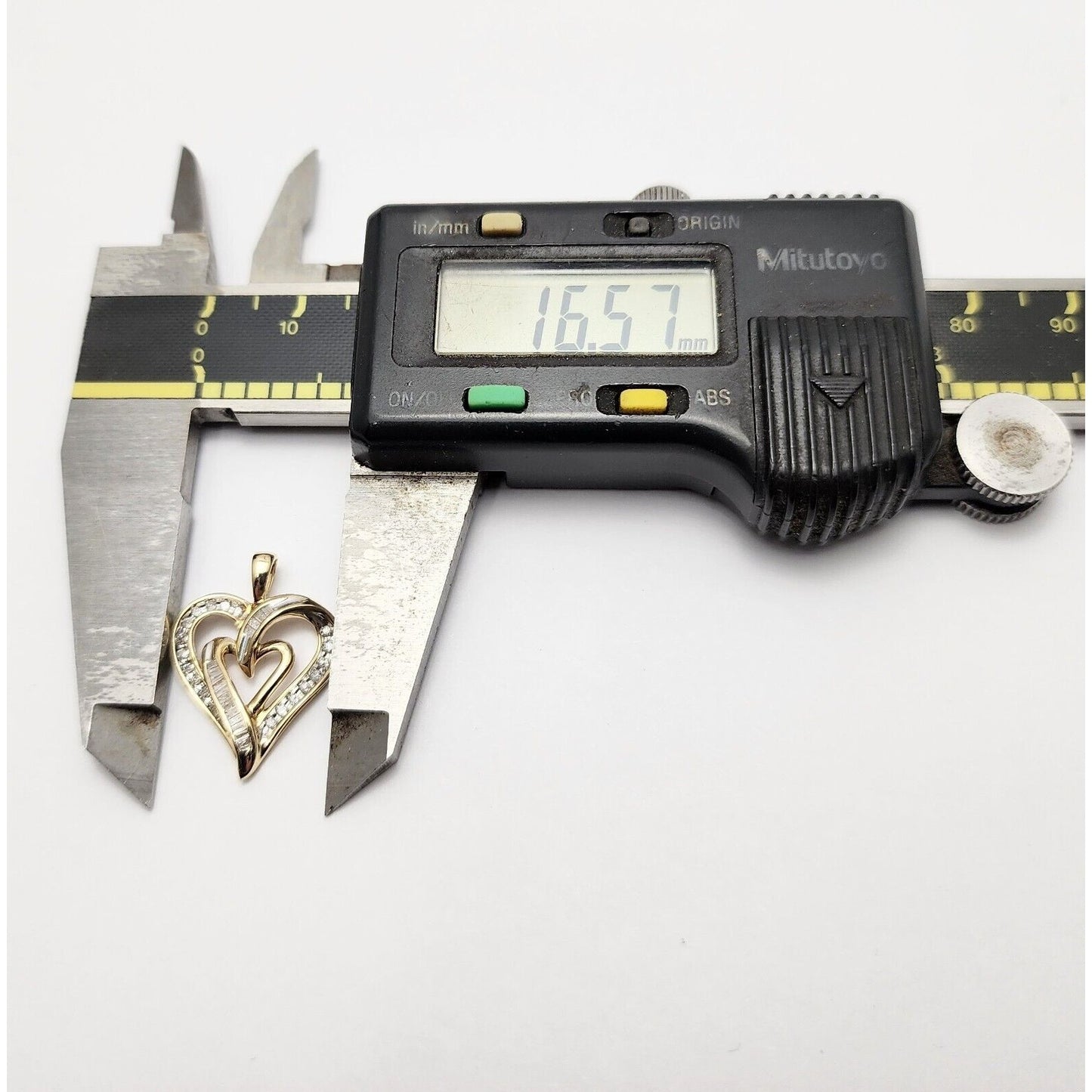 10K Yellow Gold Heart Round Diamond Charm Pendant