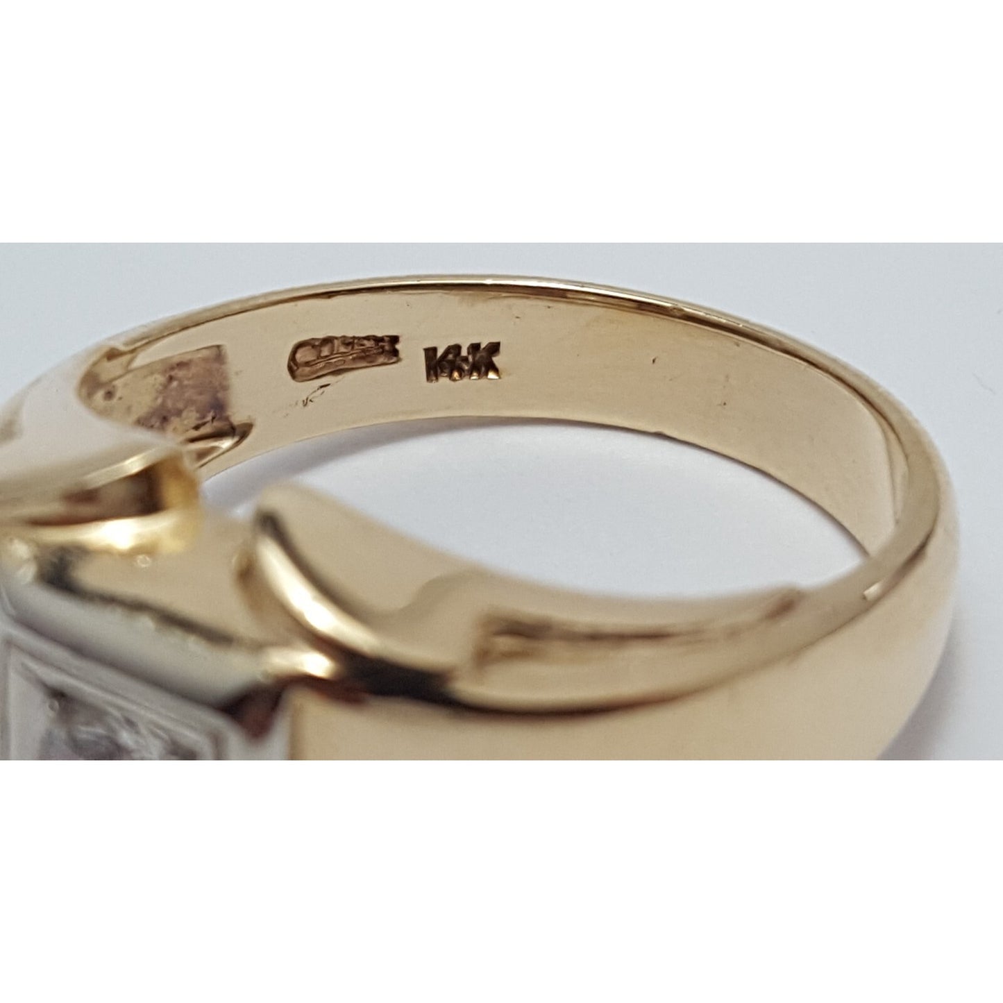 14K Two Tone Gold Mens Diamond Ring
