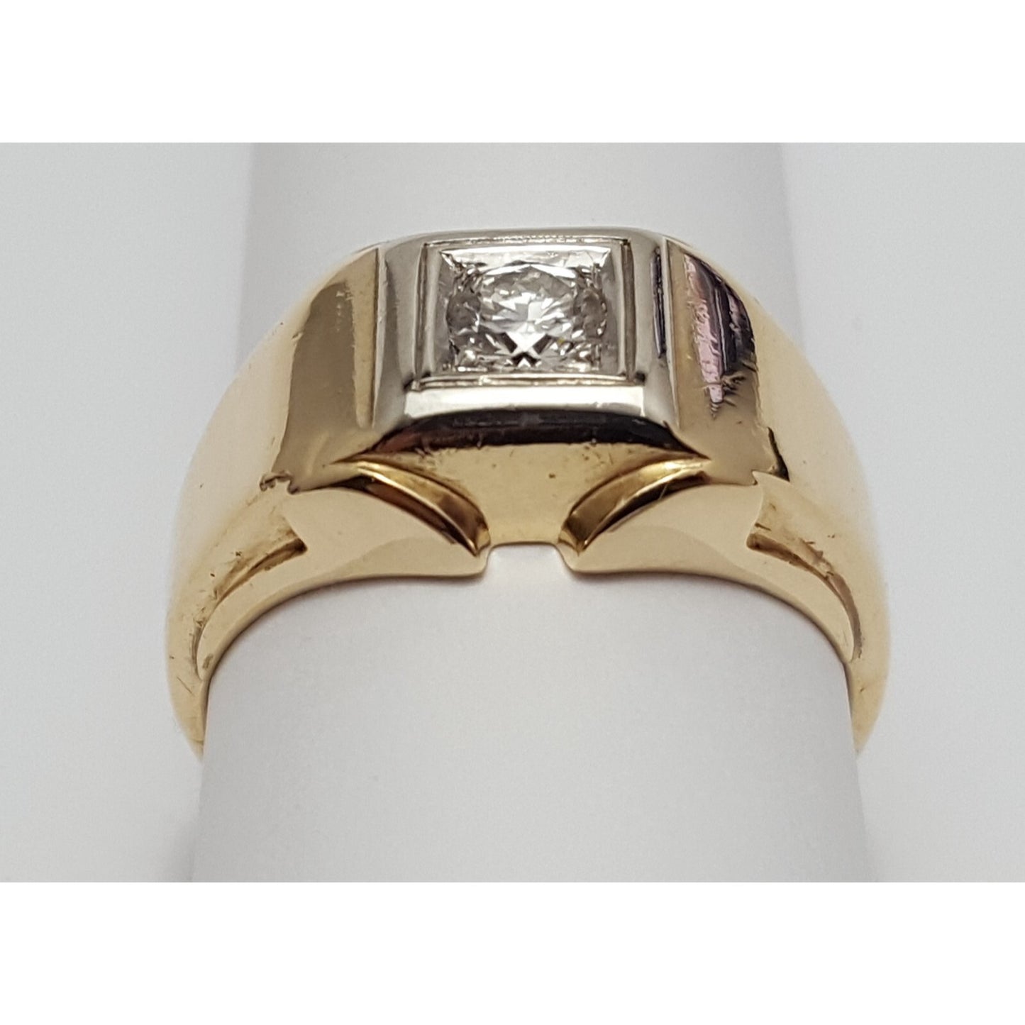 14K Two Tone Gold Mens Diamond Ring