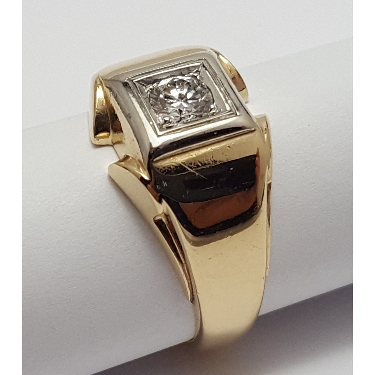 14K Two Tone Gold Mens Diamond Ring