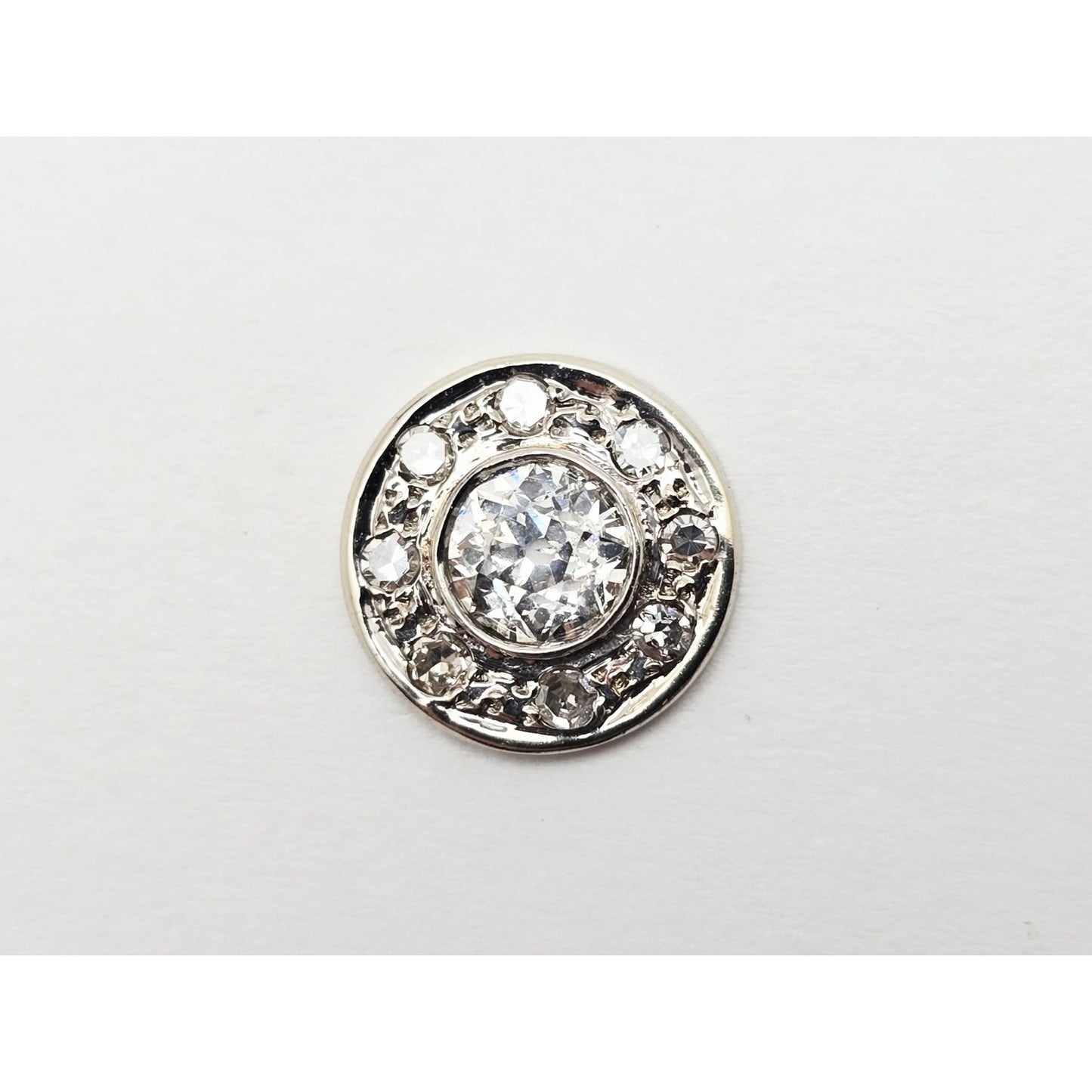 14K White Gold Round Diamond Tie Tack Label Pin