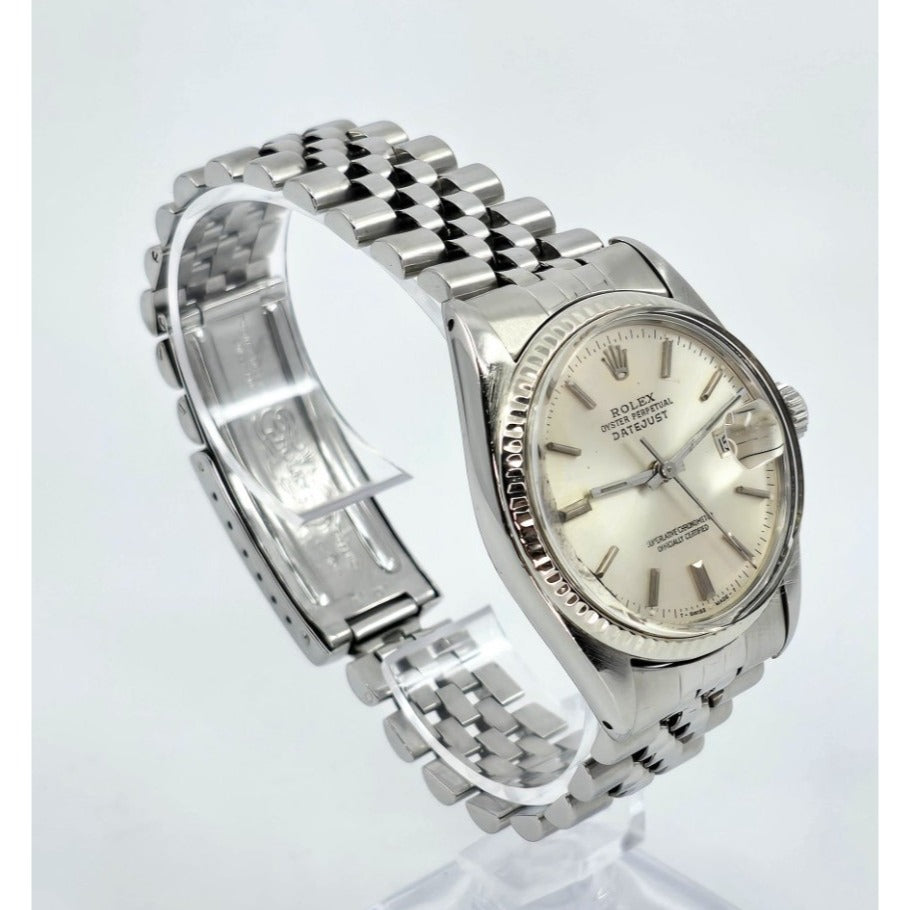 1979 Rolex Datejust 16014 Silver Dial 36mm Jubilee Fluted Bezel Quickset Watch