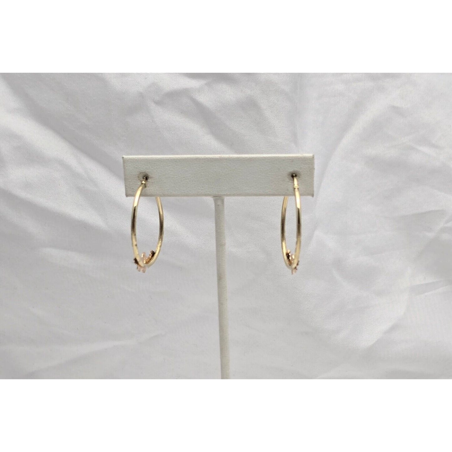 14K Tri Tone Gold Saint Mary Hoop Earrings