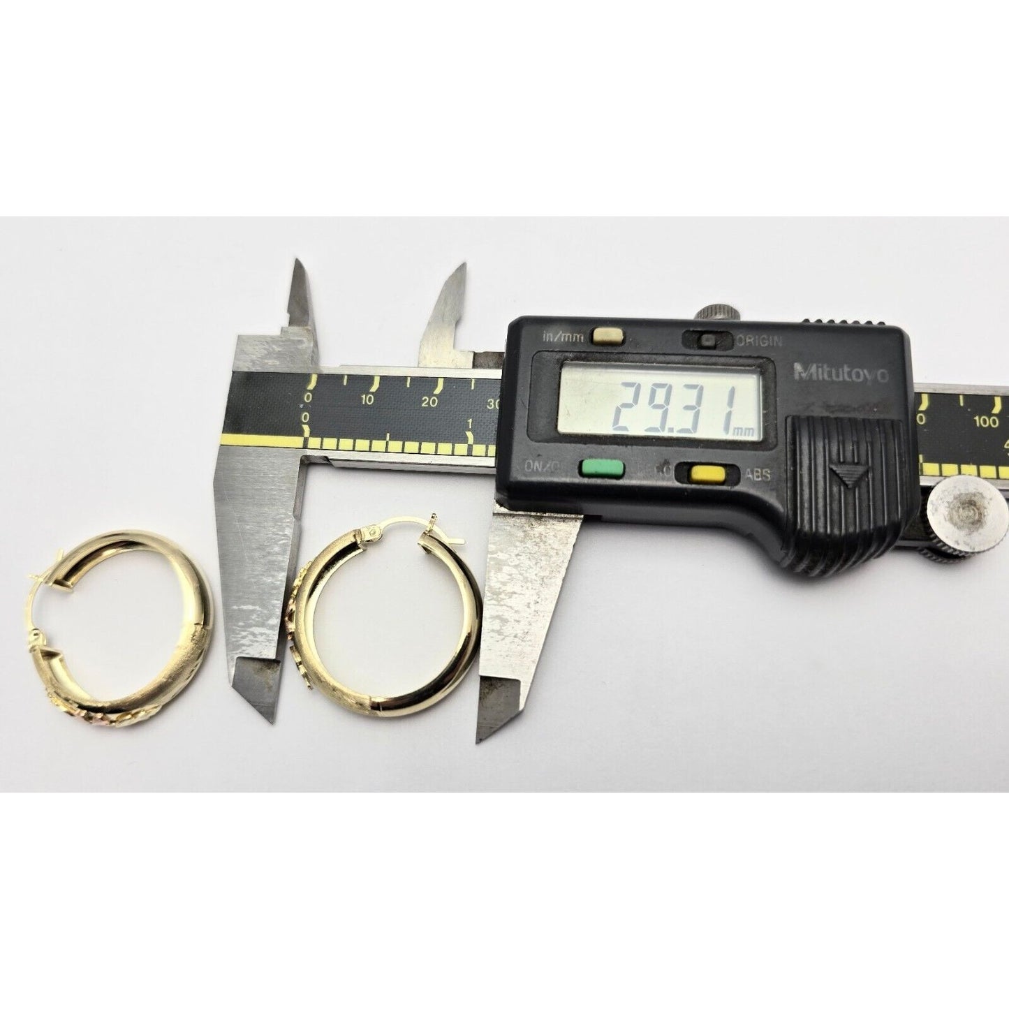 14K Two Tone Gold Diamond Cut Hinged Hoop Earrings