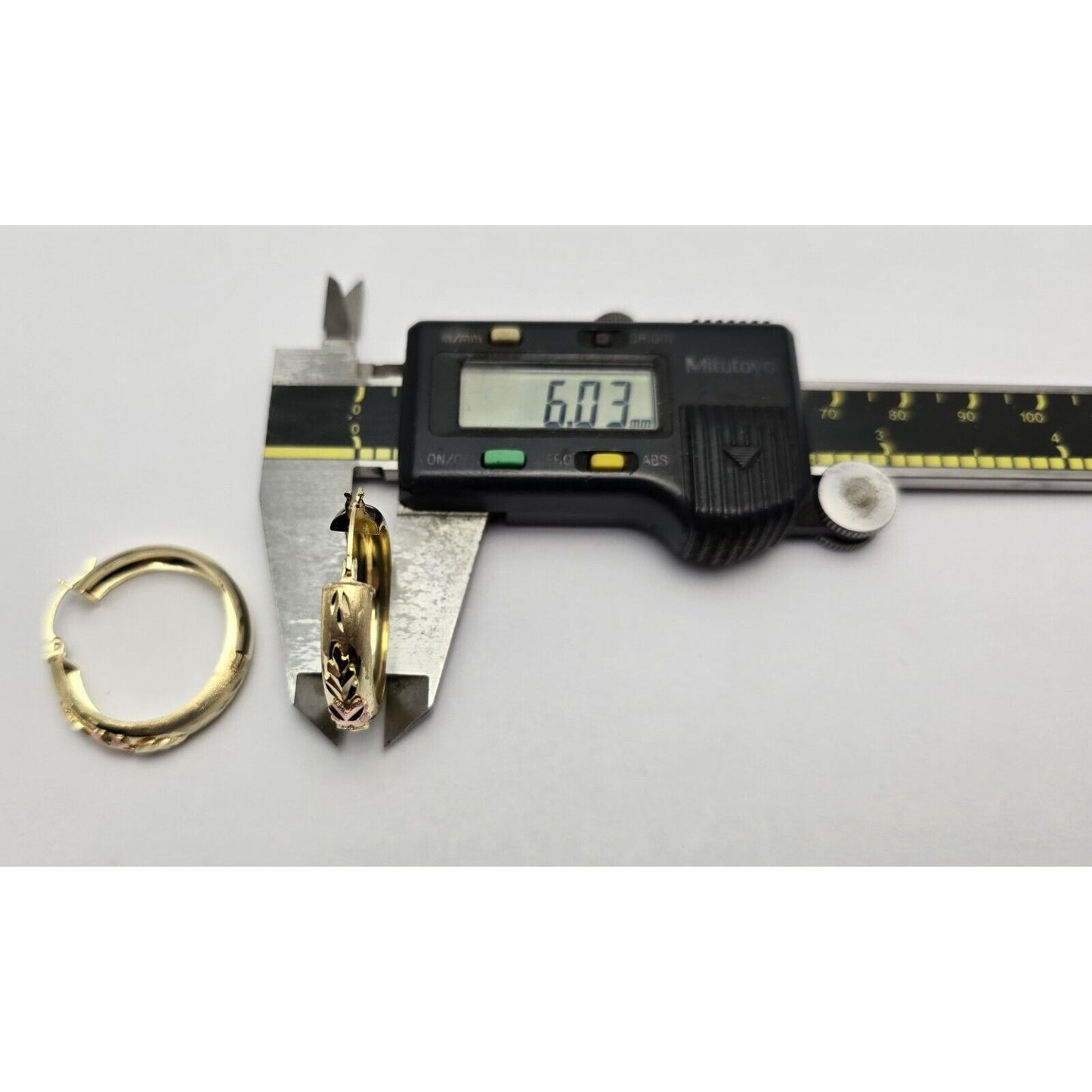 14K Two Tone Gold Diamond Cut Hinged Hoop Earrings