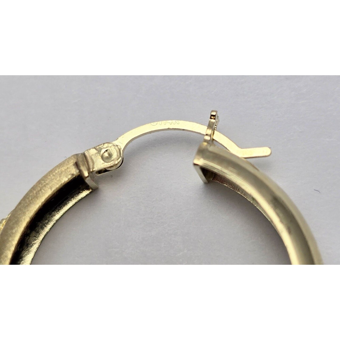 14K Two Tone Gold Diamond Cut Hinged Hoop Earrings