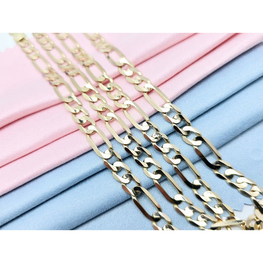 14K Yellow Gold Figaro Link Chain Necklace
