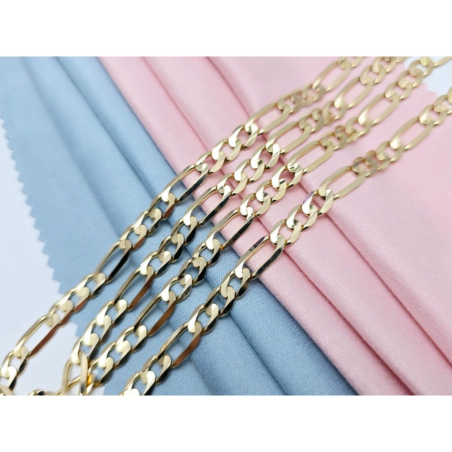 14K Yellow Gold Figaro Link Chain Necklace