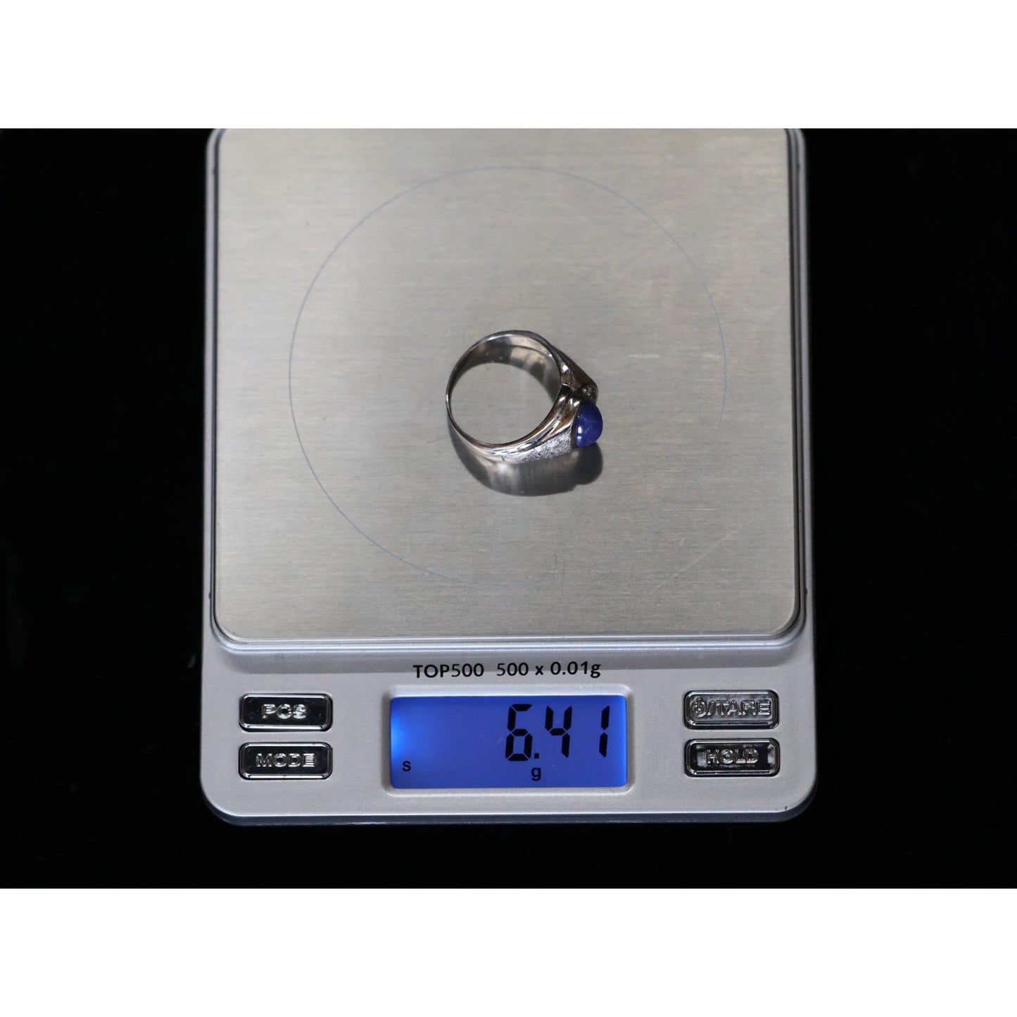 14K White Gold Star Sapphire & Diamond Ring