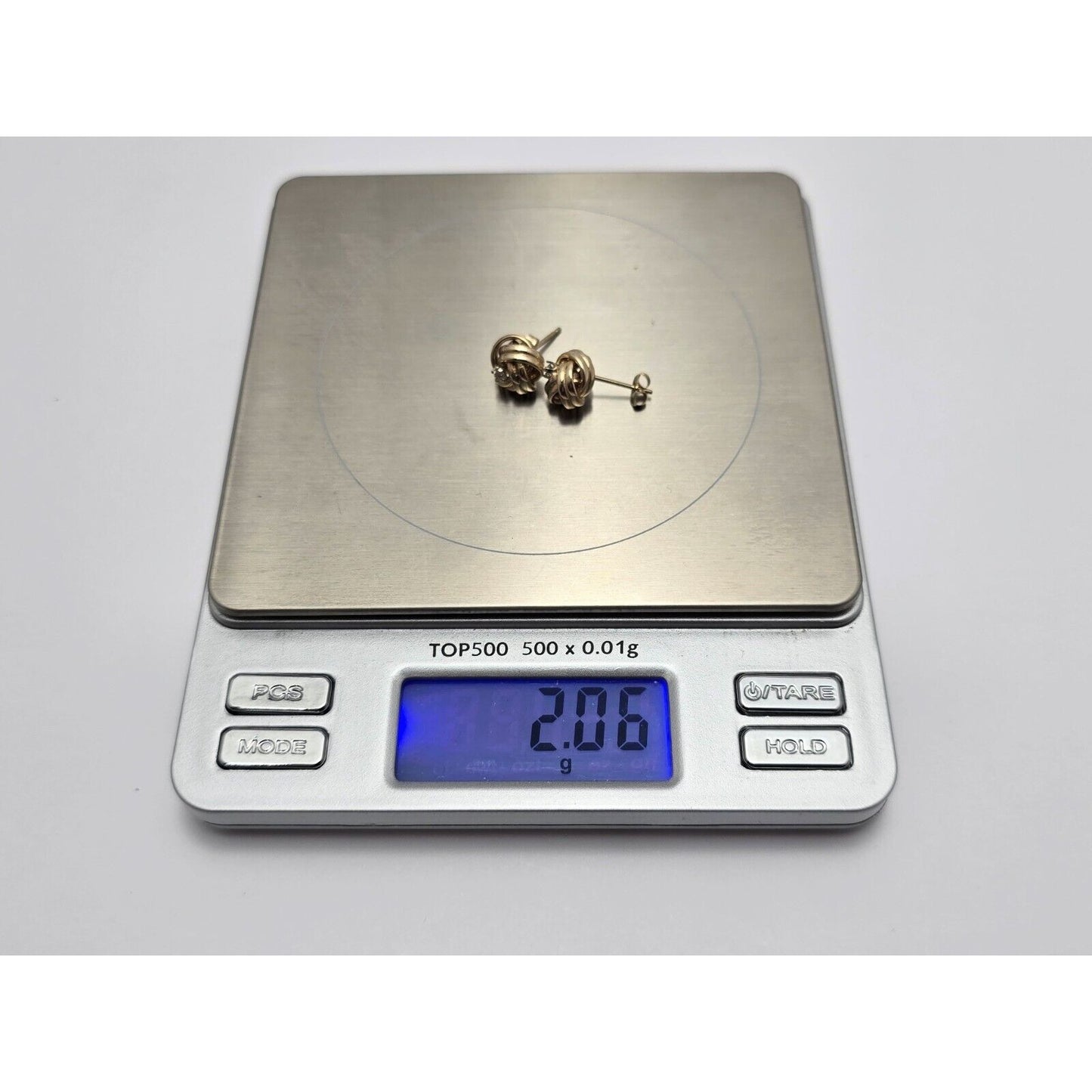 14K Yellow Gold Twist Knot Diamond Stud Earrings