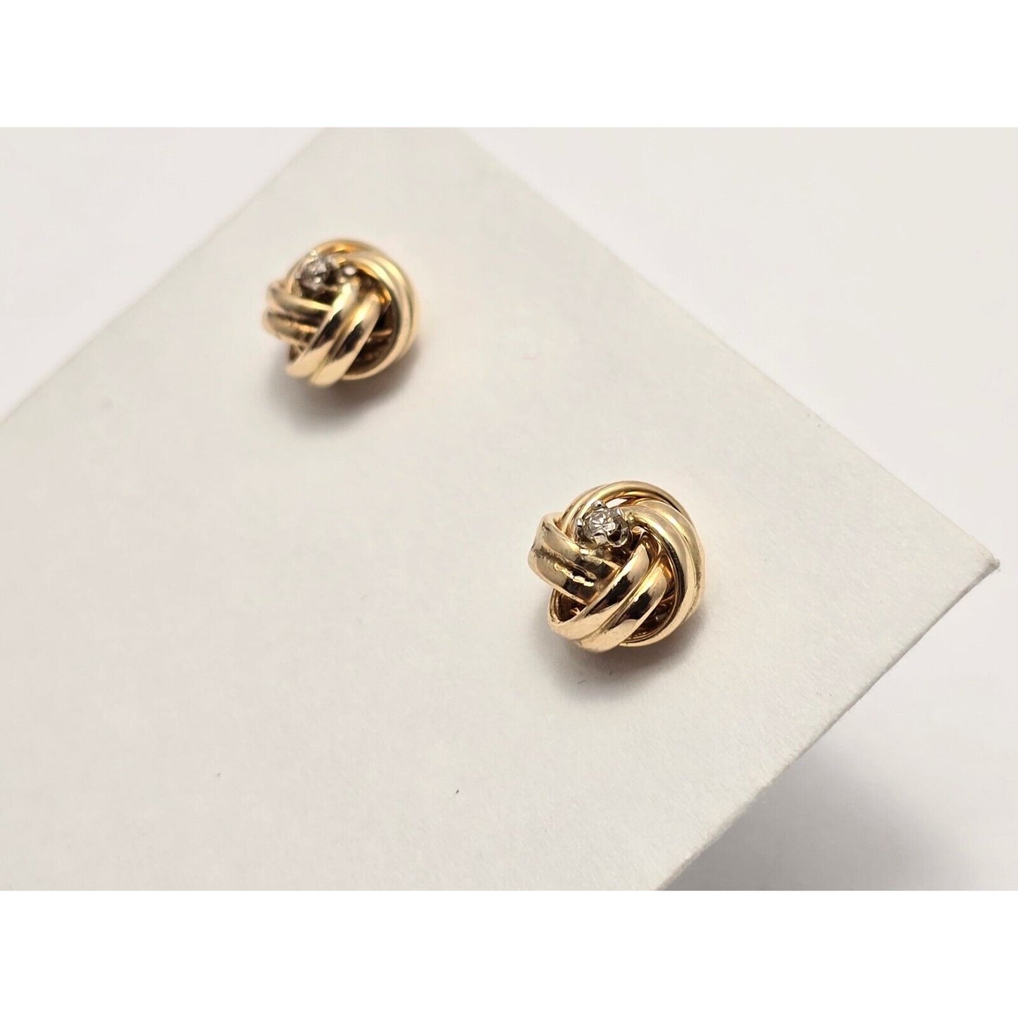 14K Yellow Gold Twist Knot Diamond Stud Earrings